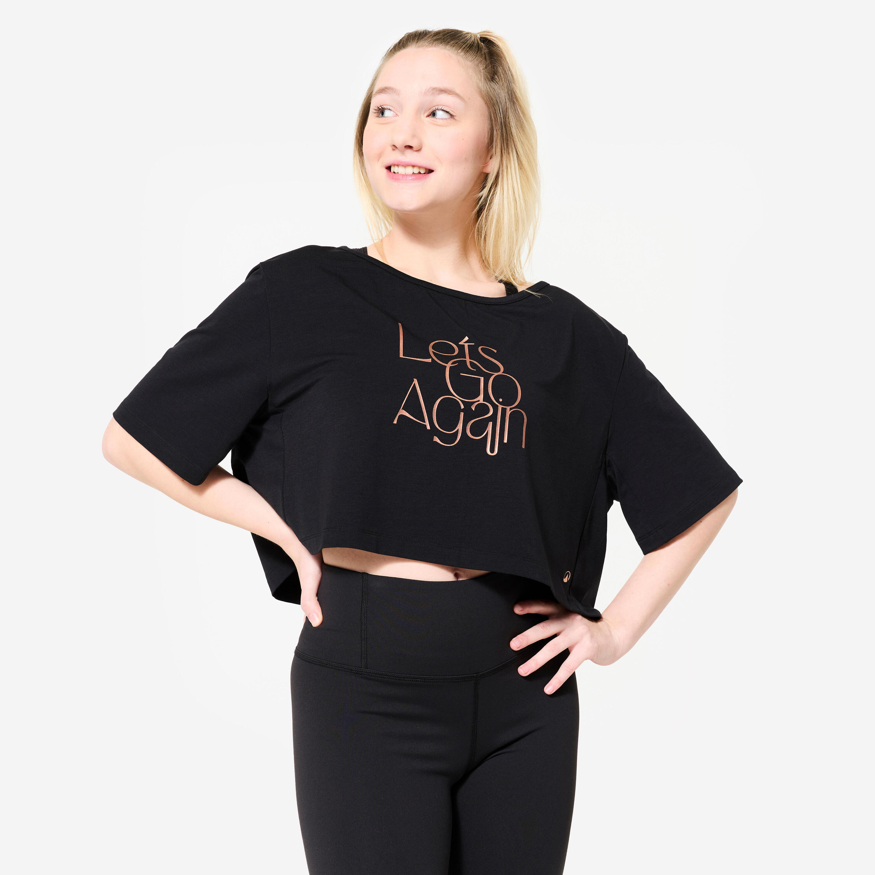 DOMYOS Dance-Shirt Damen Modern Jazz Dance Crop Top - schwarz