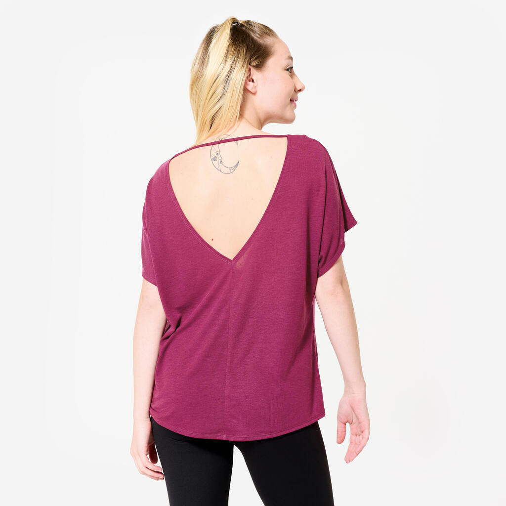 Dance-Shirt Damen Modern Dance kurzarm fließend - blau
