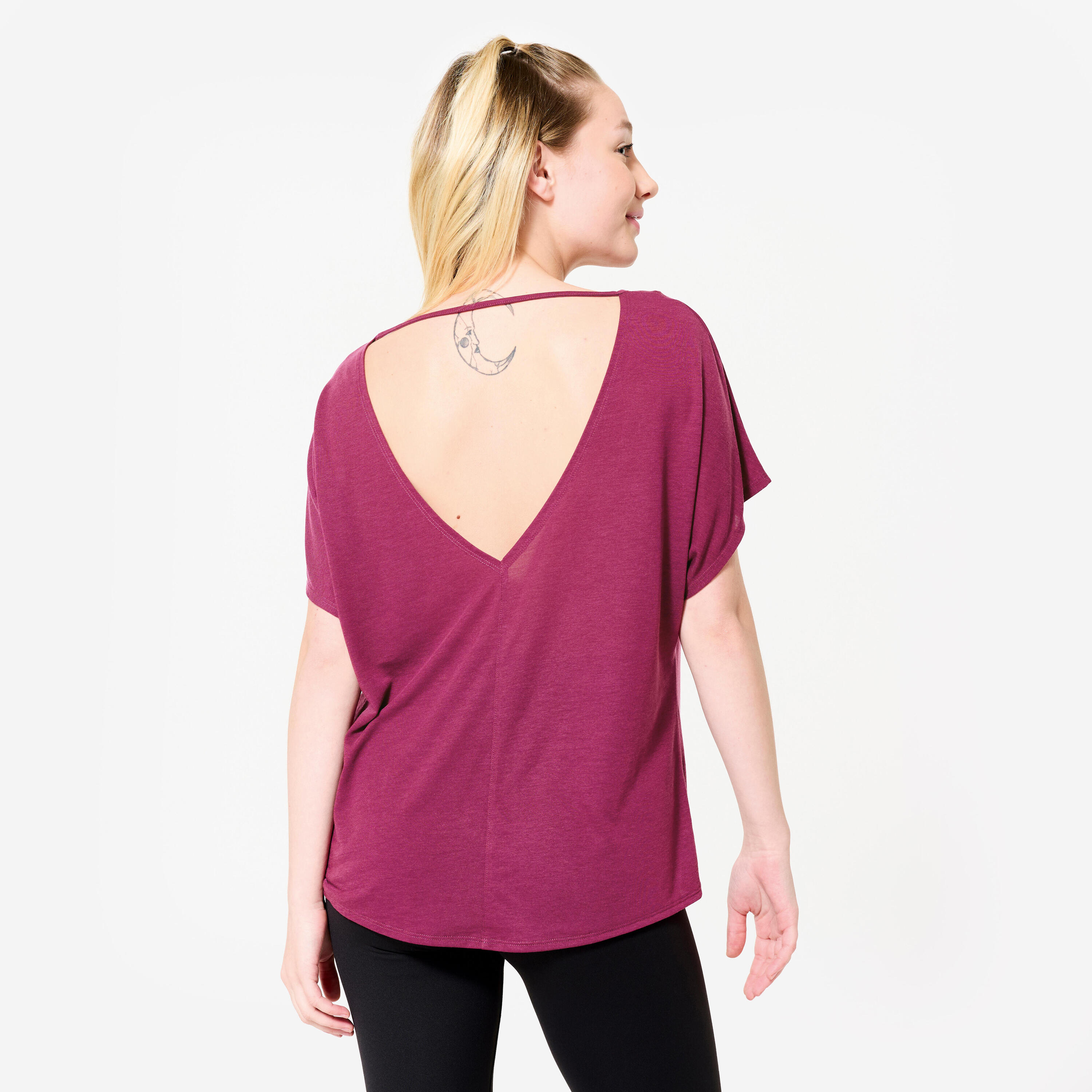 Dance-Shirt Damen Modern Dance kurzarm fließend violett  5/5