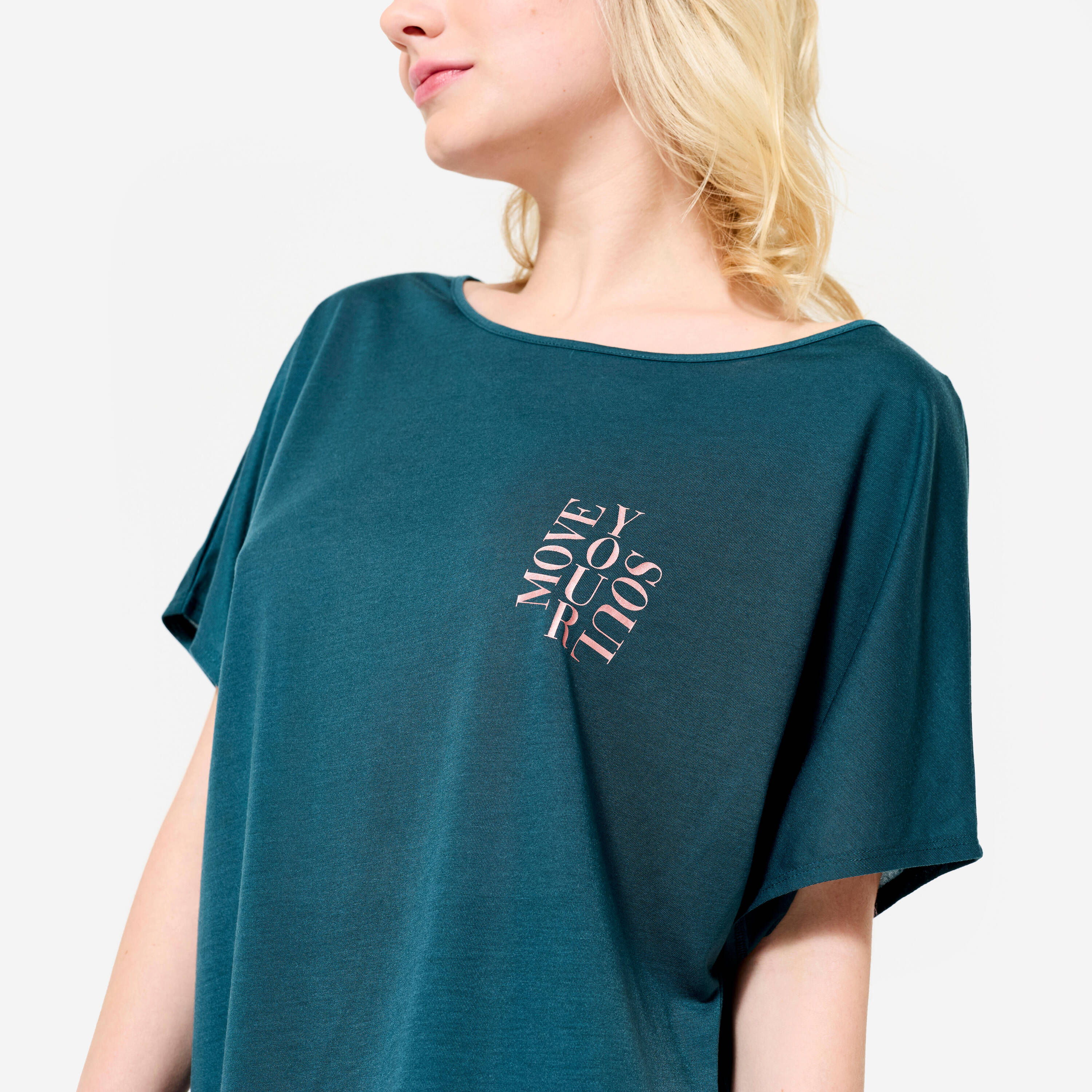 Women's Loose-Fit Short-Sleeved Modern Dance T-Shirt - Teal -  3