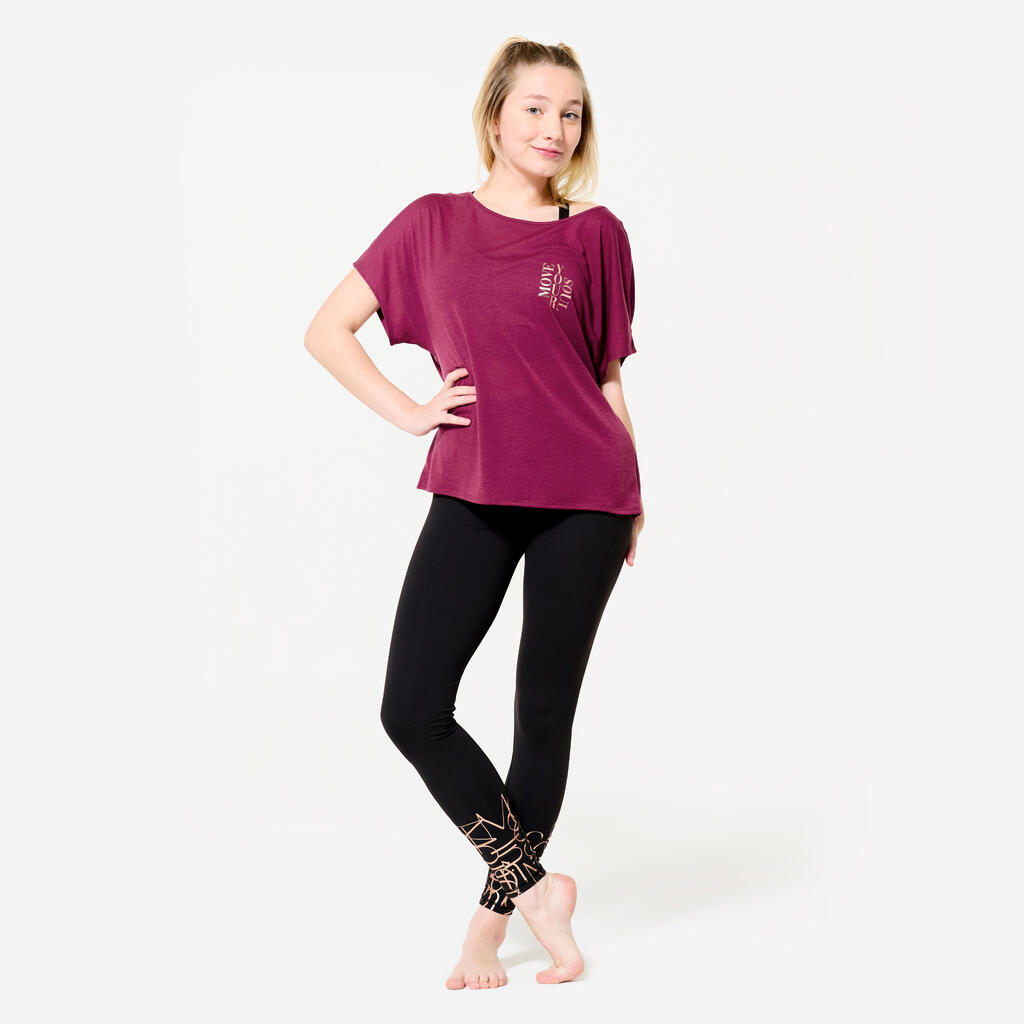 Dance-Shirt Damen Modern Dance kurzarm fließend - blau