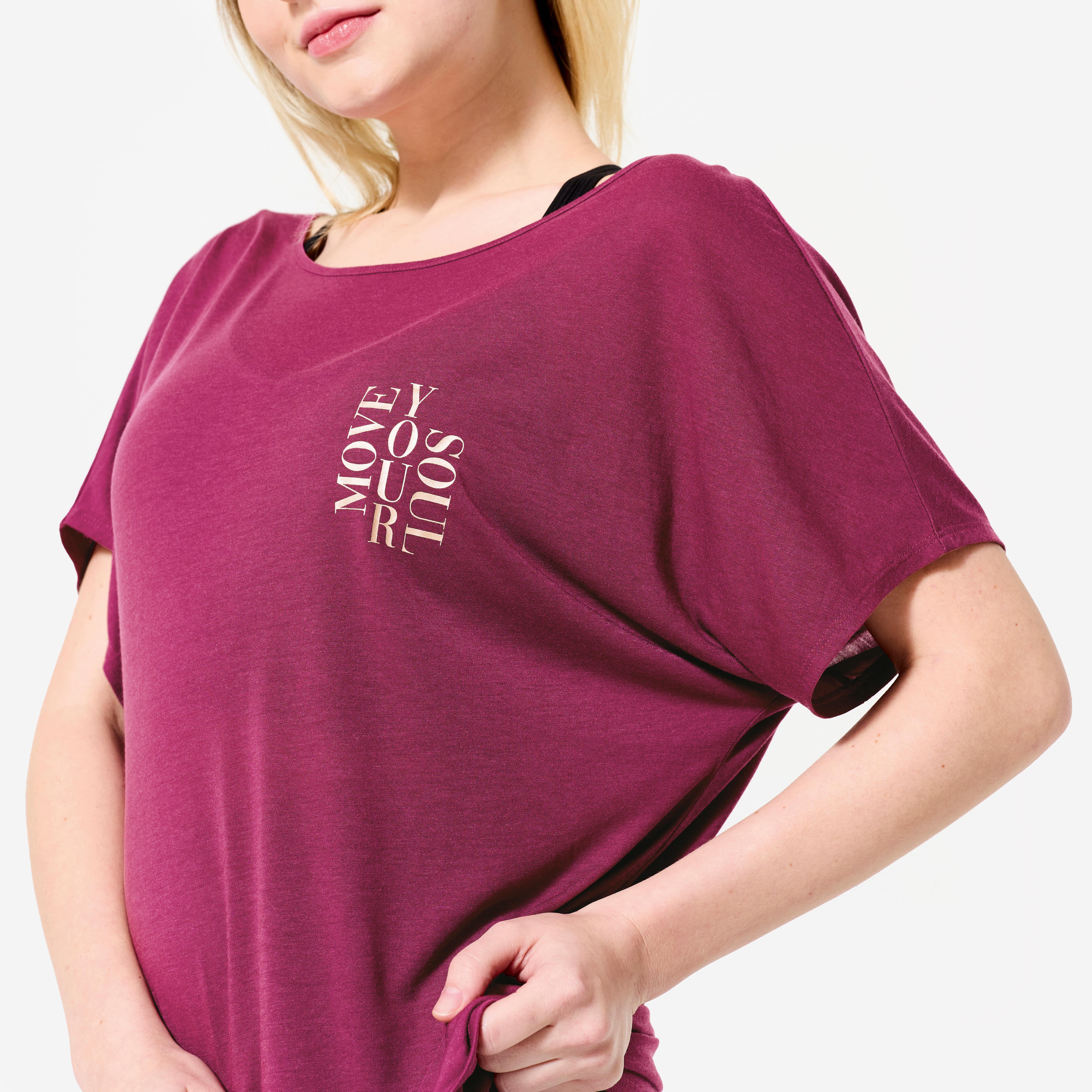 Domyos Dance-Shirt Damen Modern Dance kurzarm fliessend – violett | 03608391018276 Domyos Dance-Shirt Damen Modern Dance kurzarm fliessend – violett | 03608391018276