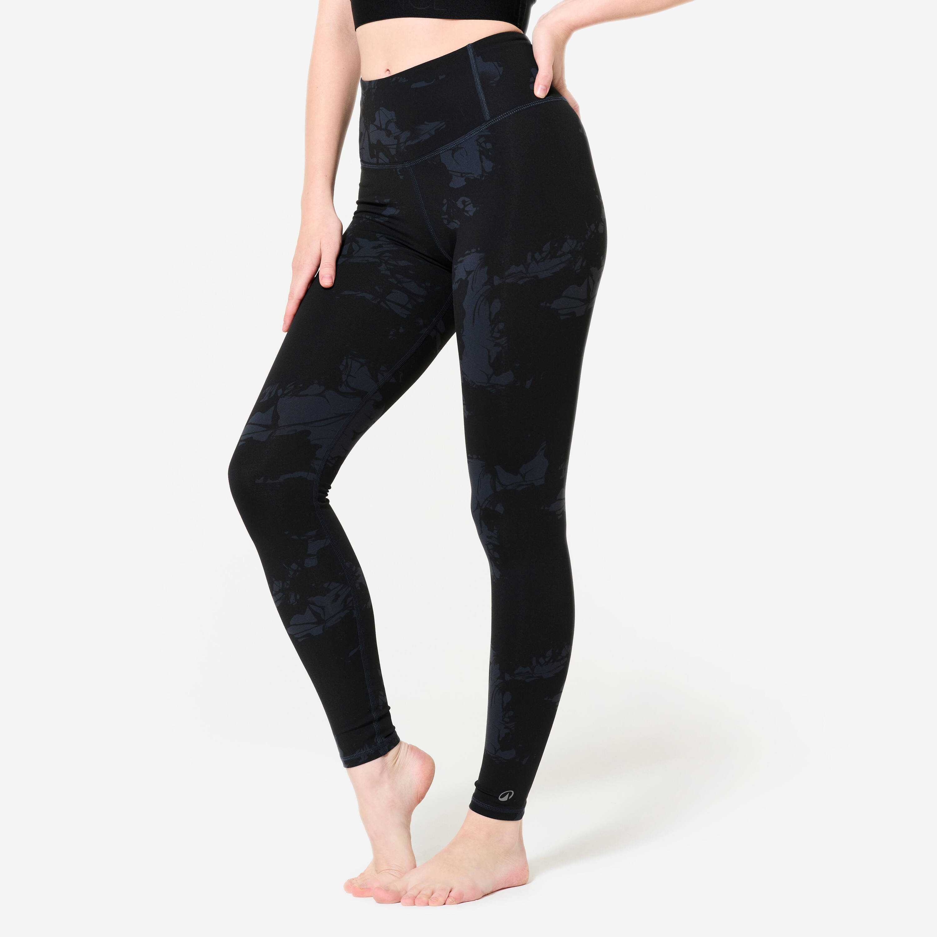 Women's Modern Dance High-Waisted Flat Waistband Leggings - Black -  1