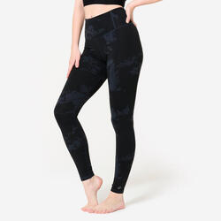 Legging danse moderne taille haute ceinture plate femme, noir fumé