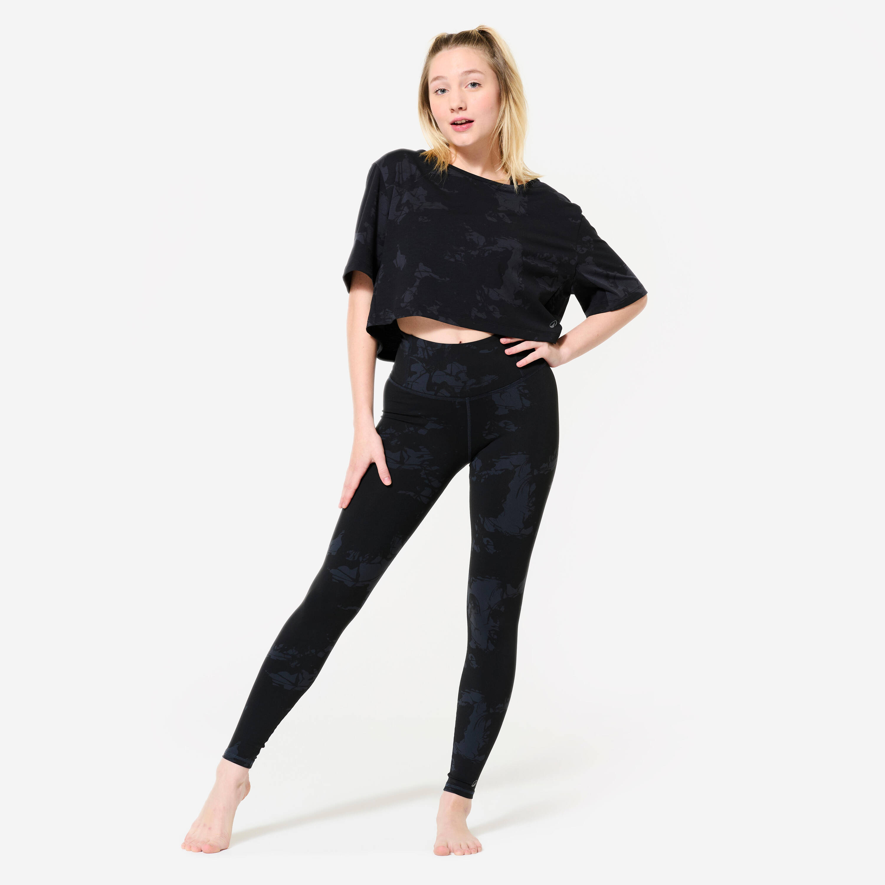 Women's Modern Dance High-Waisted Flat Waistband Leggings - Black -  3
