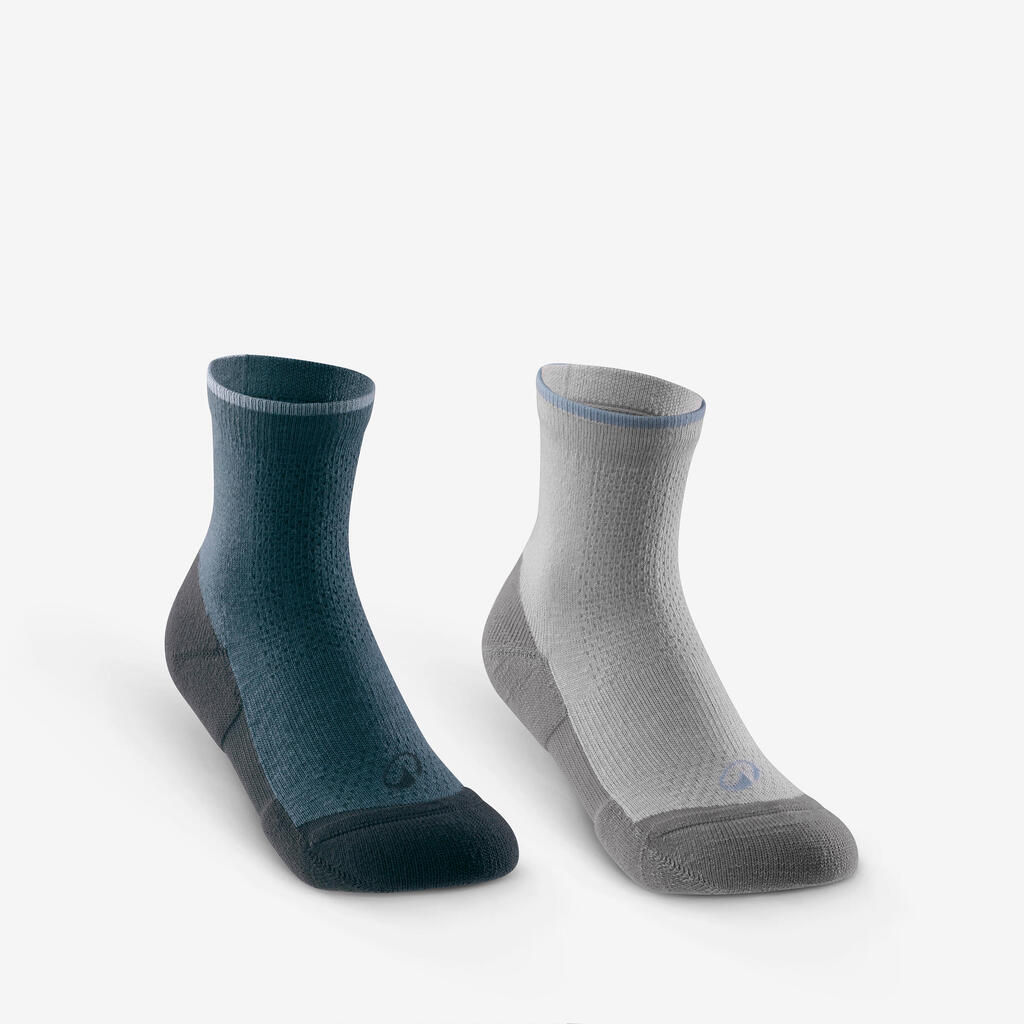 Chaussettes de randonnée enfant (lot 2 paires), HIKE100 gris