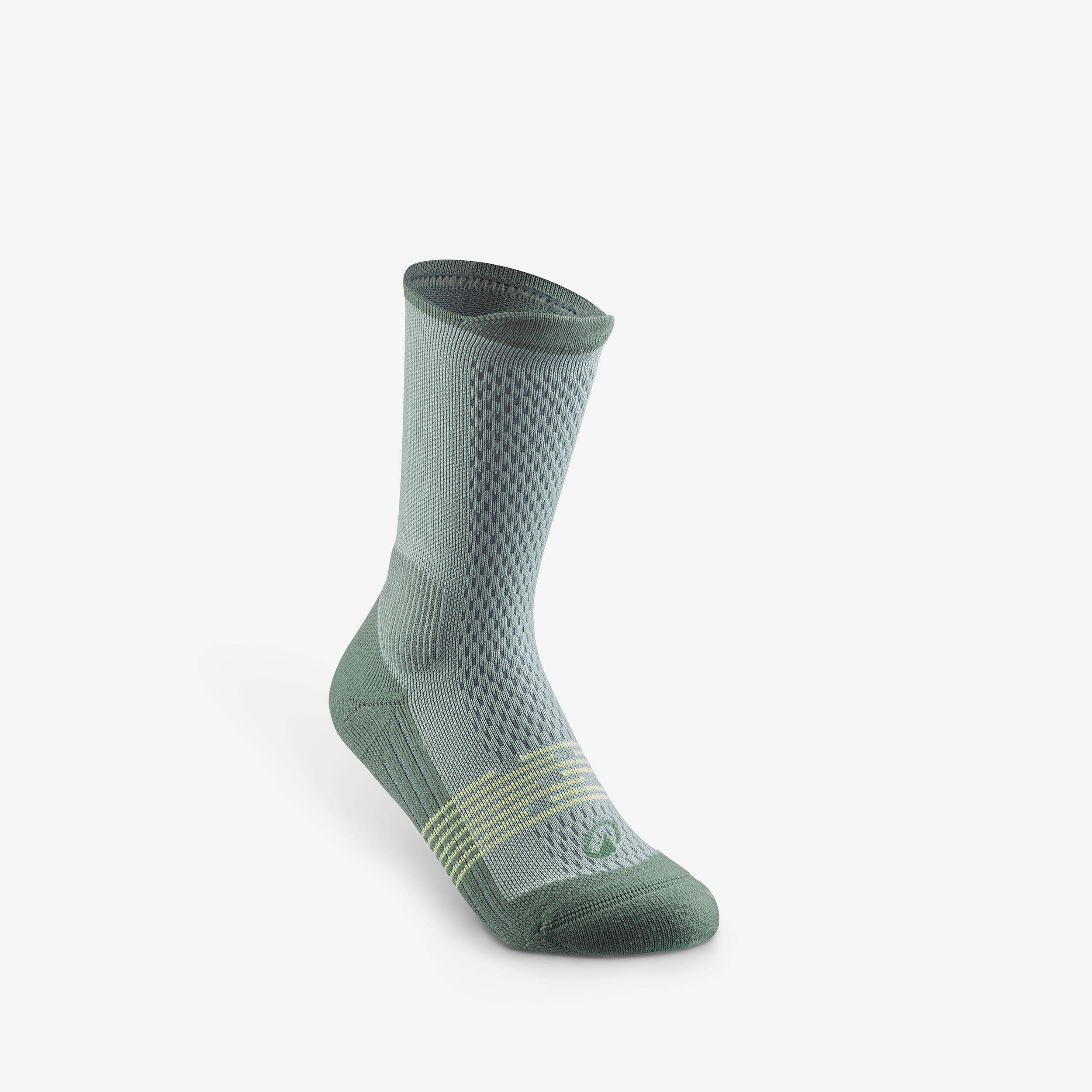 Kids’ High-leg Hiking Socks Hike 500 (2 Pairs) Size Jr 10 to Sr 6 - Green -  2