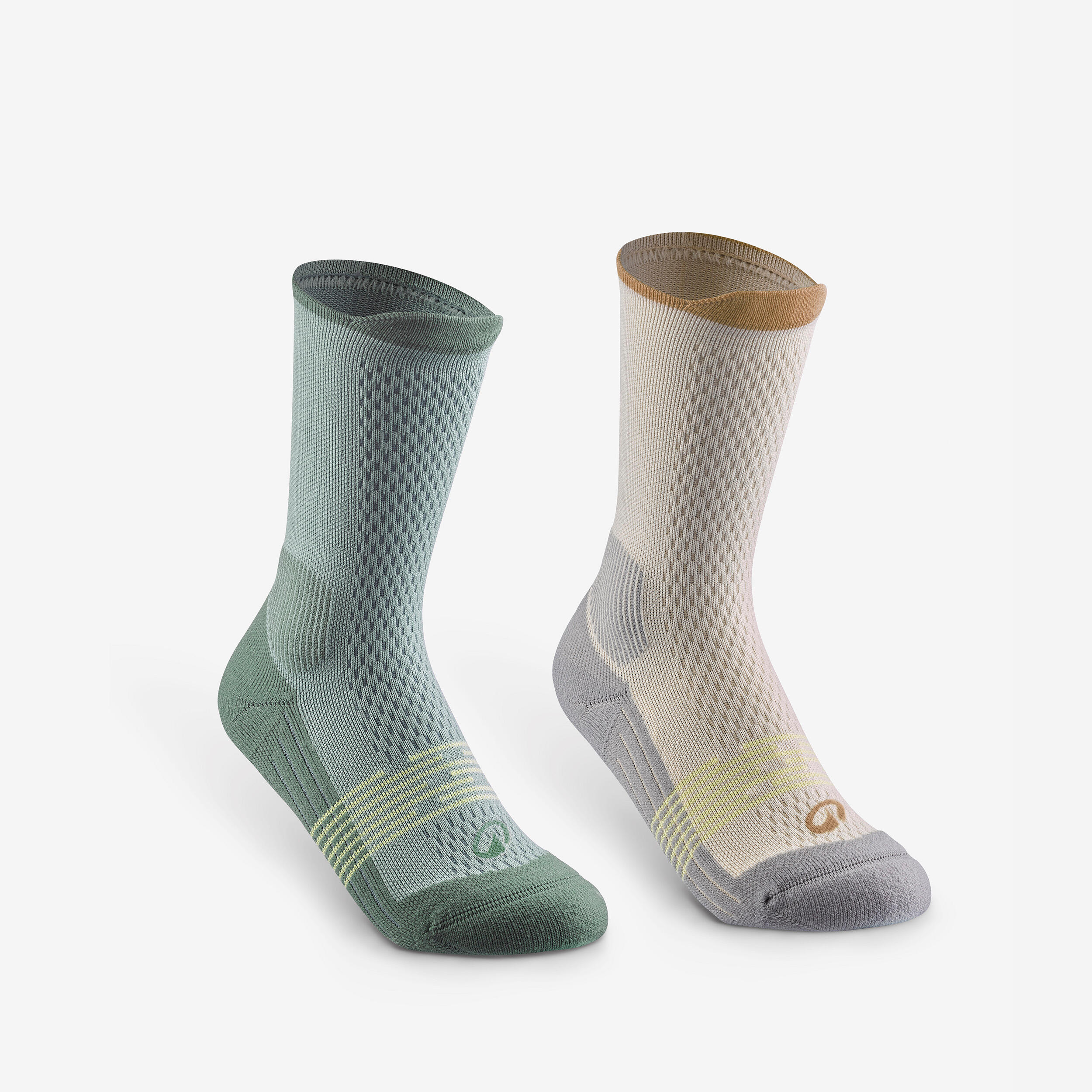 Kids’ high hiking socks (2-pair pack) HIKE500 High - Green