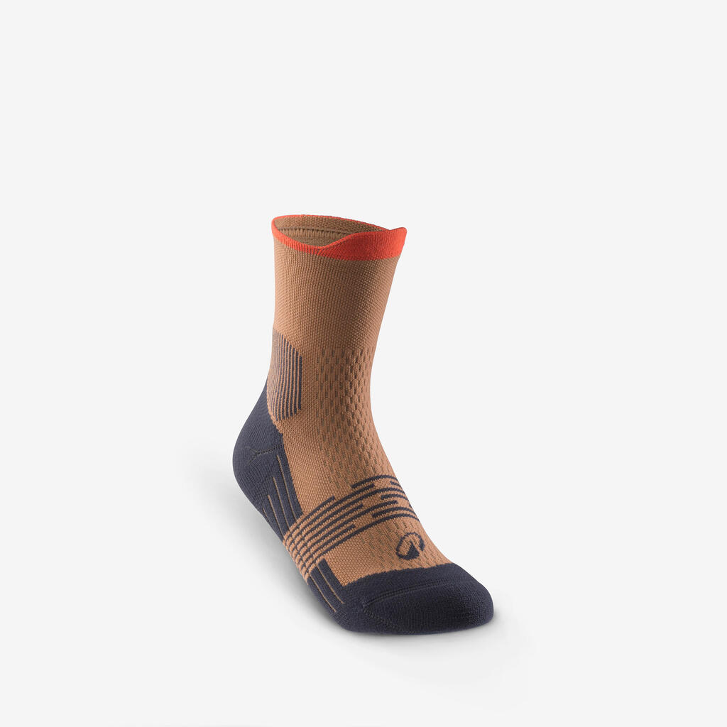 Chaussettes de randonnée enfant (lot 2 paires), HIKE500 Mid marron et bleu