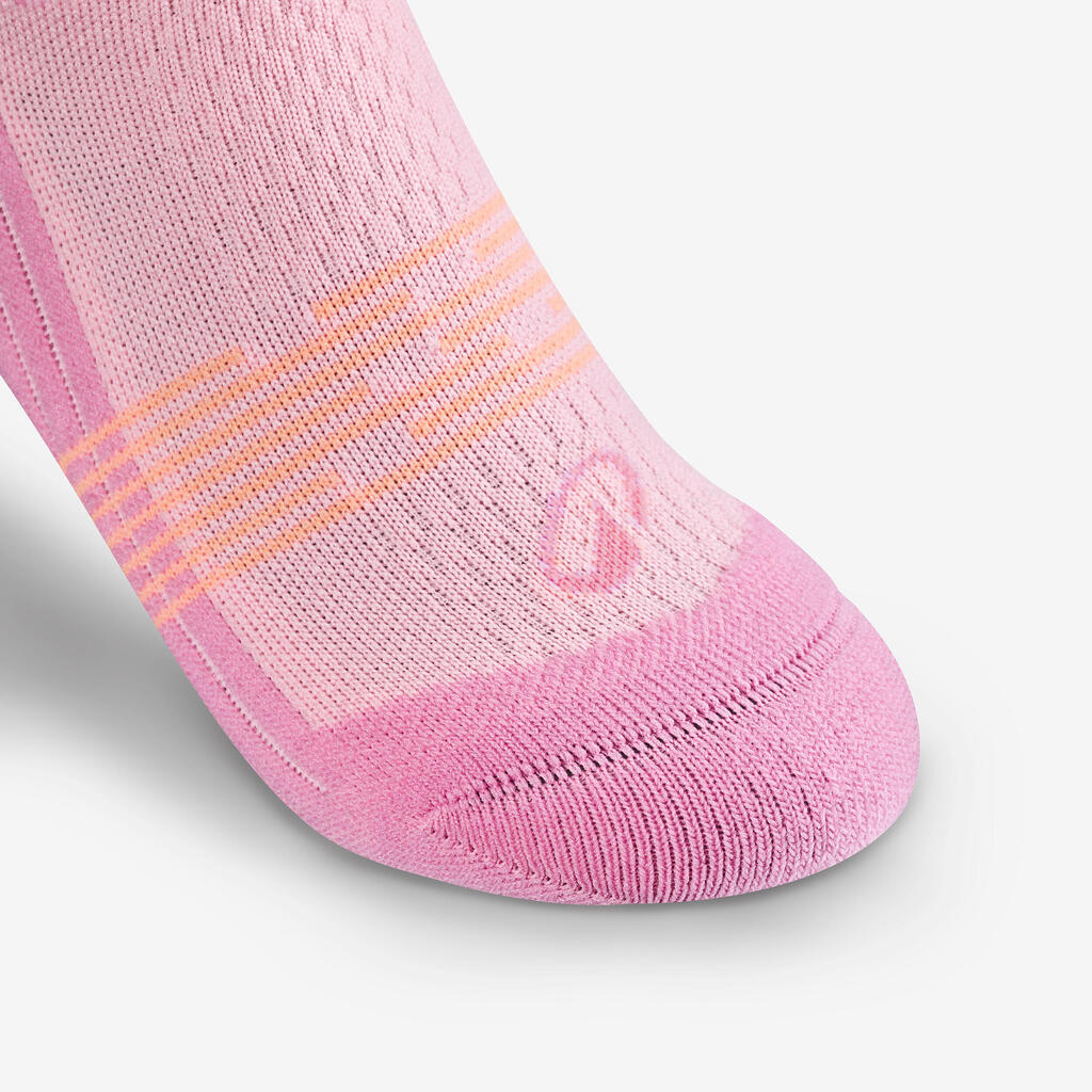 Chaussettes de randonnée enfant (lot 2 paires), HIKE500 Mid rose et blanc