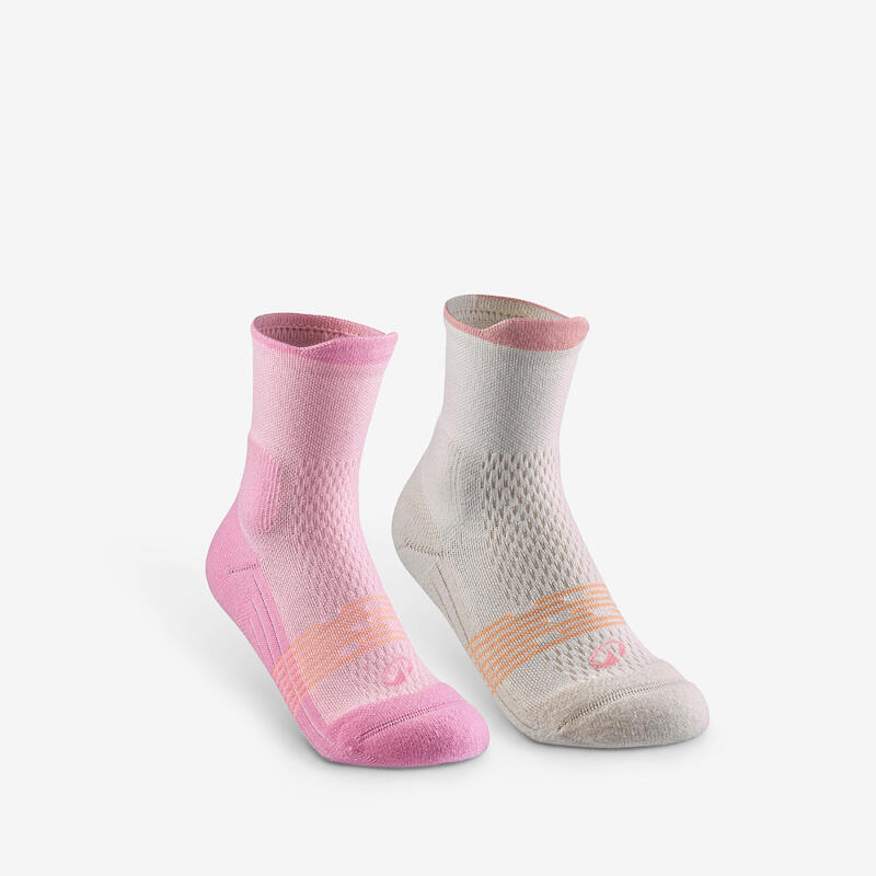 Çocuk Outdoor ��orap - Orta Boy Konçlu - Pembe - 2 Çift - Hike 500