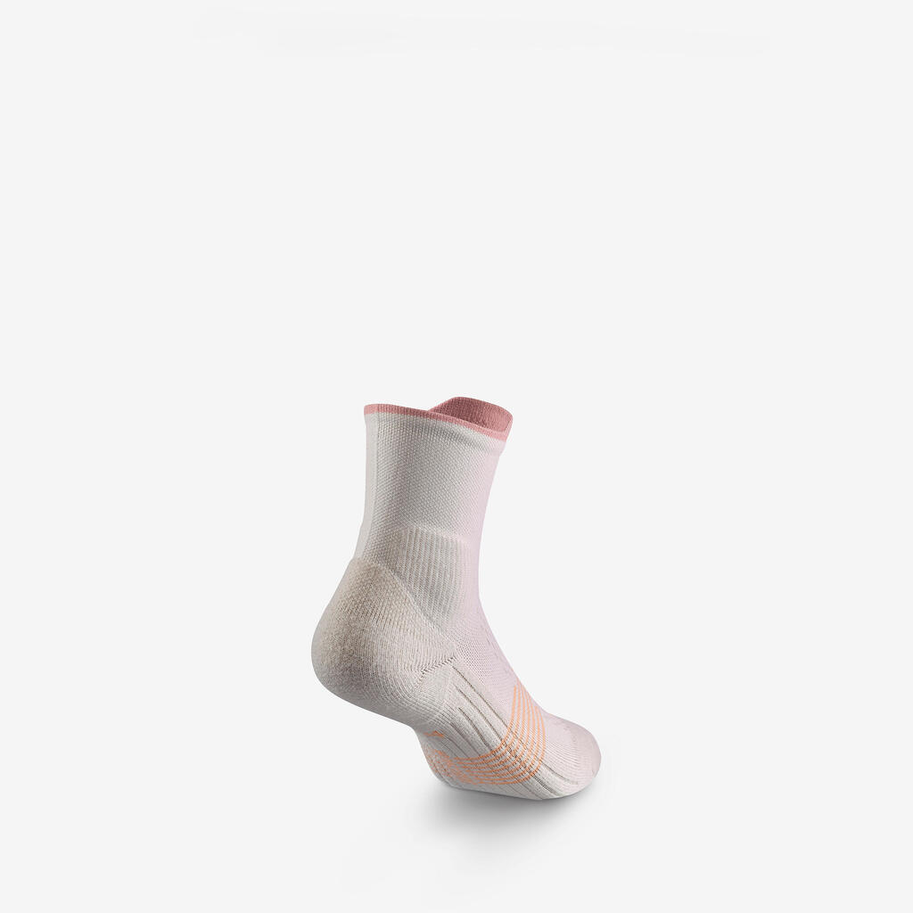 Chaussettes de randonnée enfant (lot 2 paires), HIKE500 Mid rose et blanc