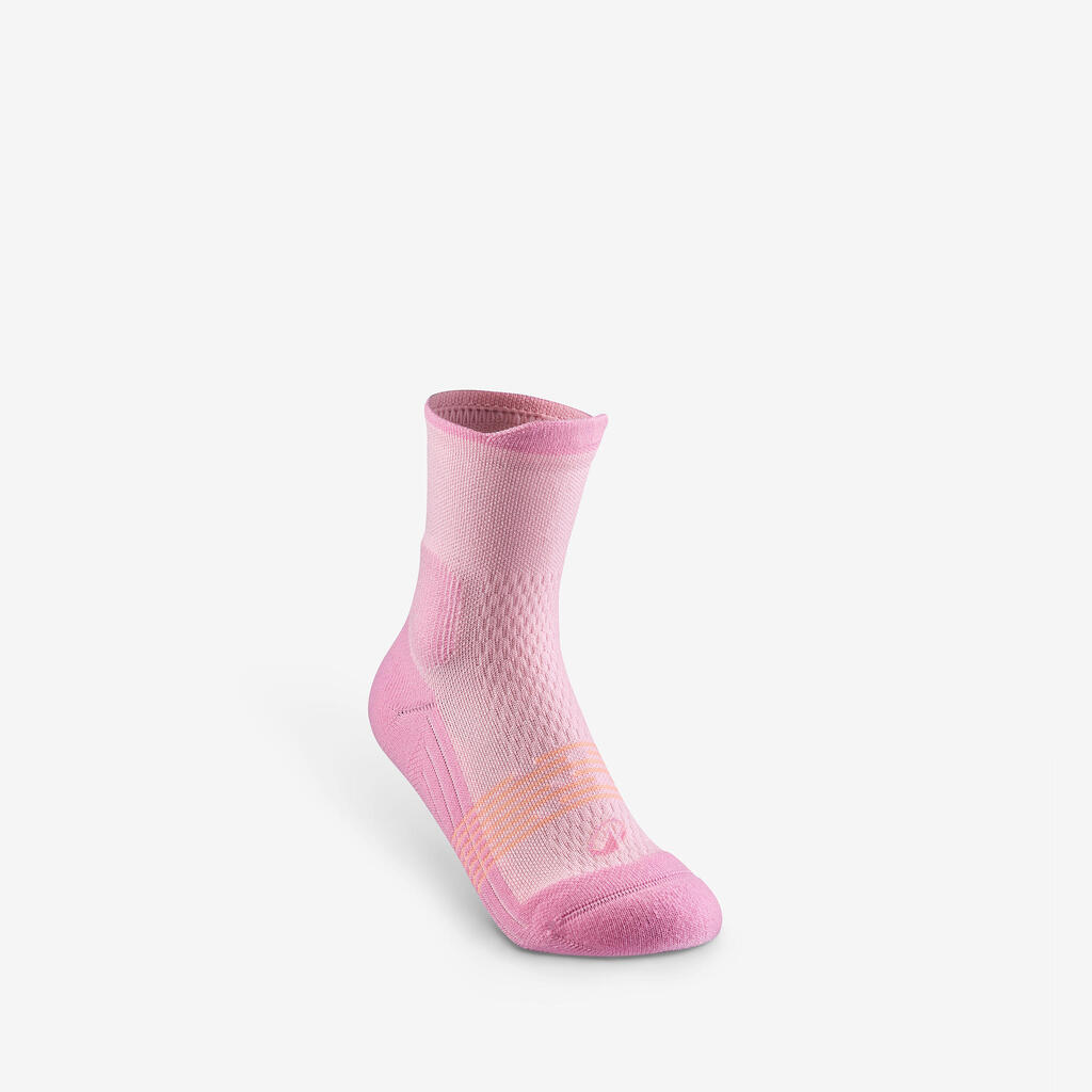 Chaussettes de randonnée enfant (lot 2 paires), HIKE500 Mid rose et blanc