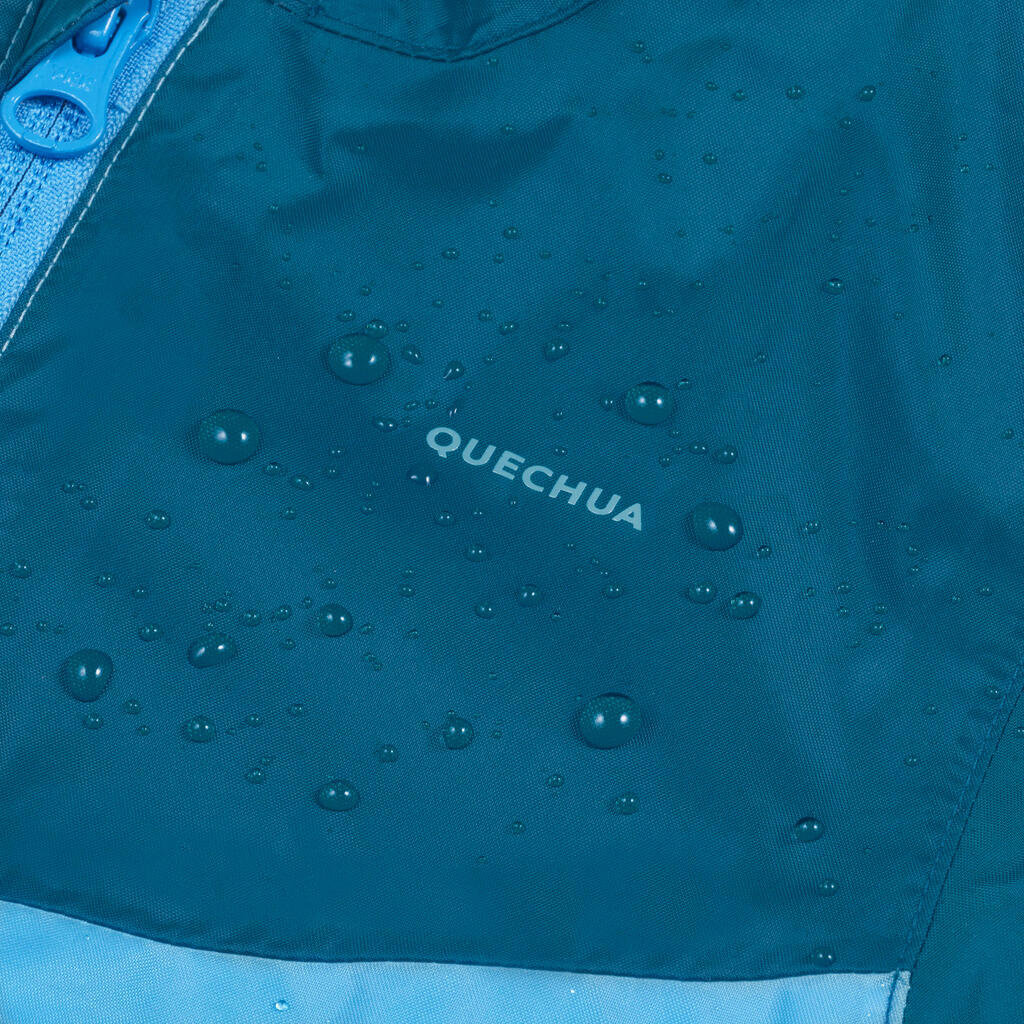 Chamarra de senderismo impermeable azul para niños de 2 a 6 años MH100 Zip