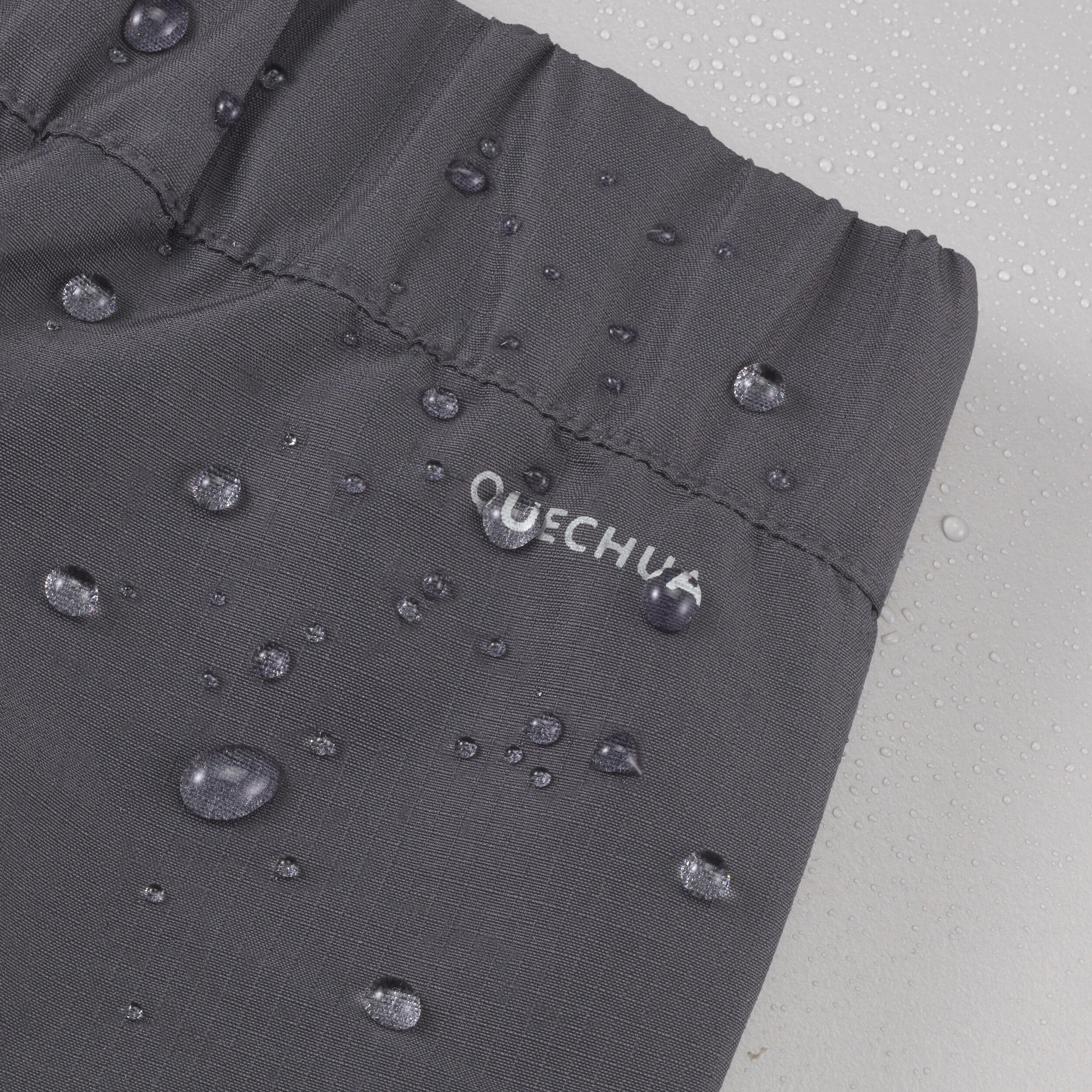 QUECHUA Detské turistické vrchné nohavice MH900 nepremokavé 7-15 r sivé 10-12 r (141-155 cm) · záber 4