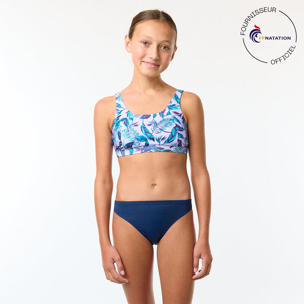 Girls’ waterproof menstrual swimsuit bottoms, absorption 2 tampons - SMOON blue