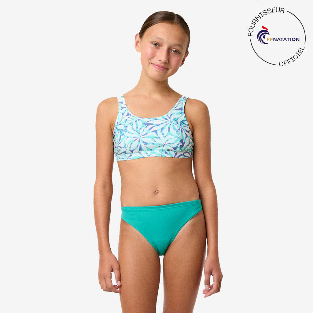 Teens’ waterproof menstrual swimsuit bottoms, absorption 2 tampons - SMOON green
