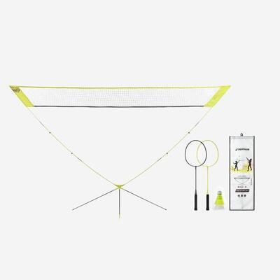 Draagbaar badmintonnet en set starterset 3 meter v2 geel