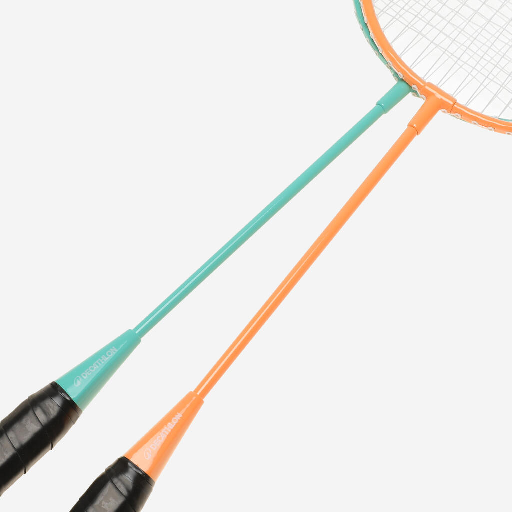 Tirkizno-narandžasti komplet za badminton za odrasle DISCOVER BR100