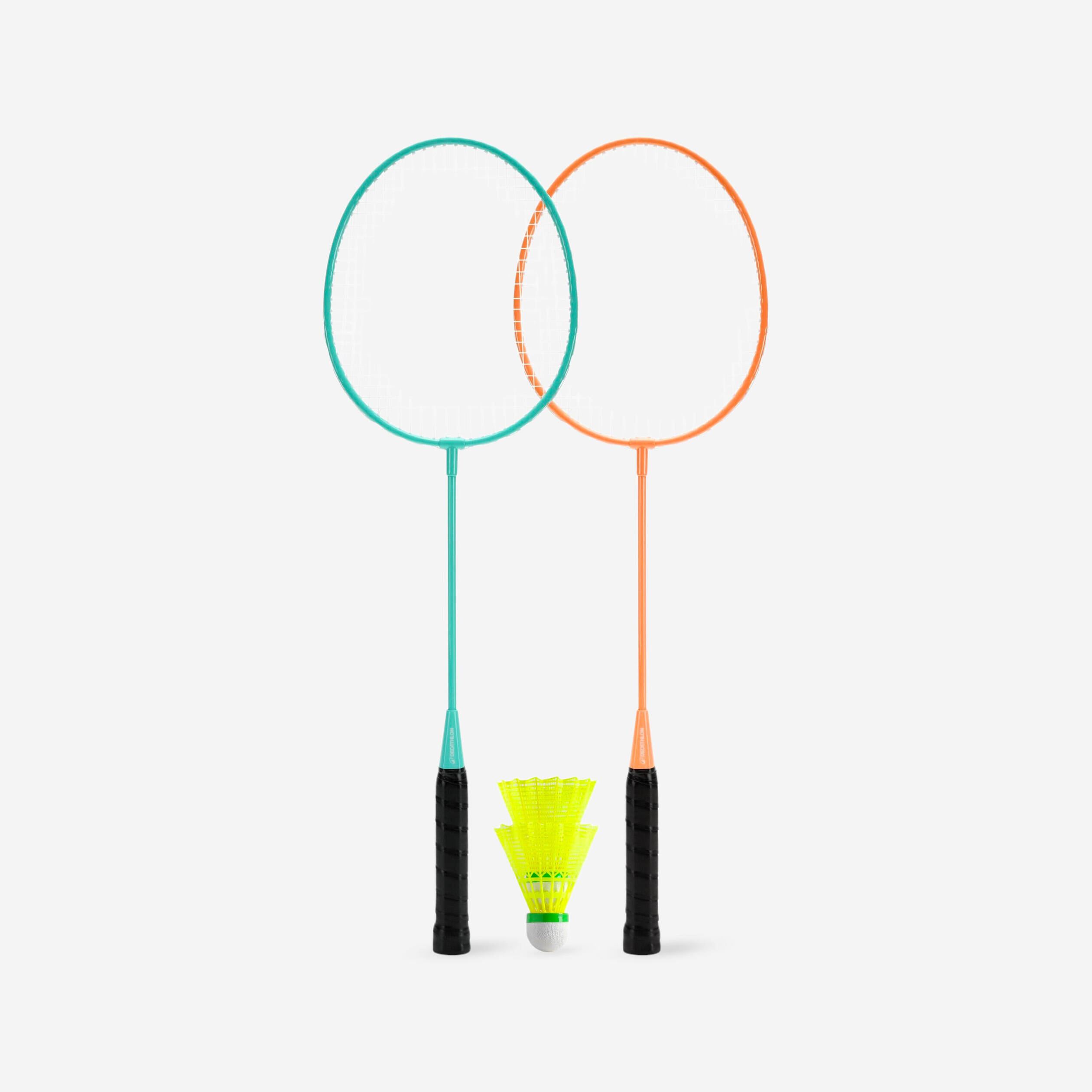ADULT LEISURE BADMINTON RACKET SET Discover set BR100 Ad Turquoise Orange