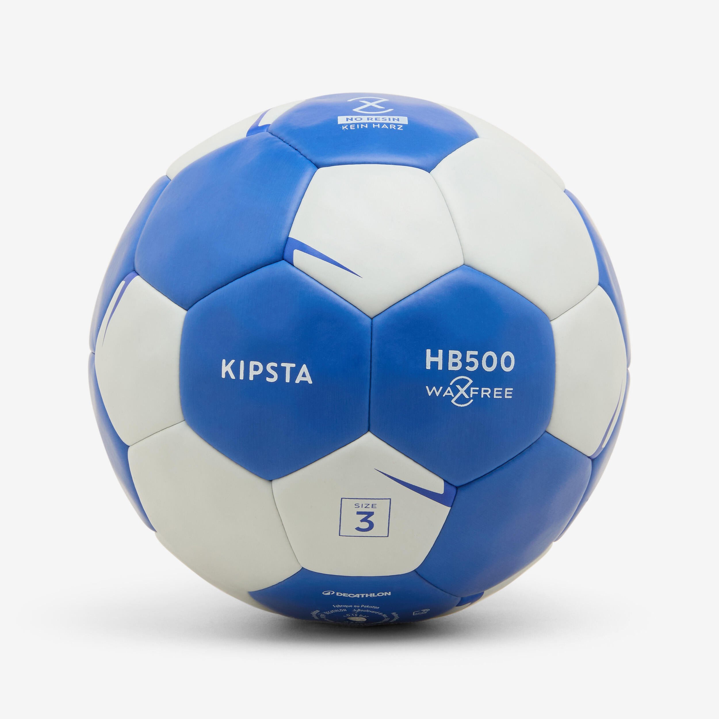 Ballon de handball sans résine taille 3 - Waxfree V2 bleu / blanc 9/16
