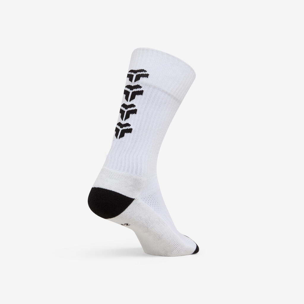 Adult Handball Mid Socks Single-Pack H500 - Black/White