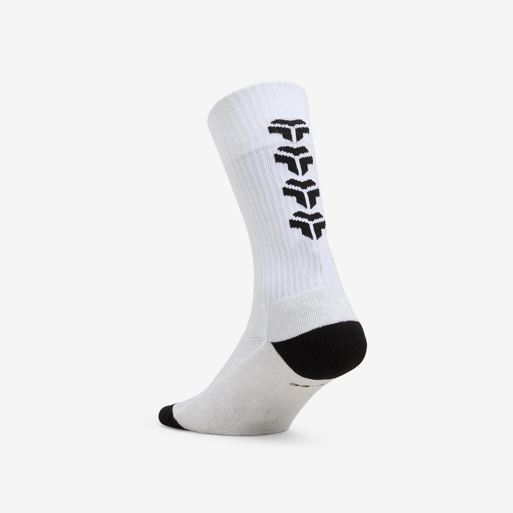 Adult Handball Mid Socks Single-Pack H500 - Black/White