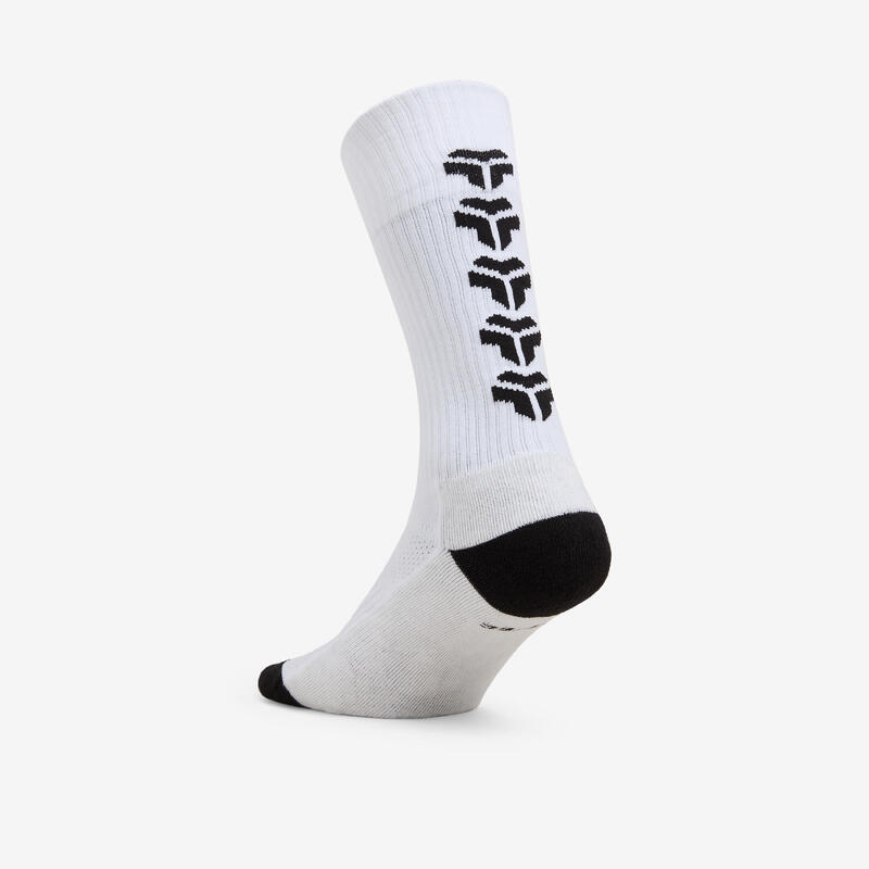 Șosete lungi de handbal HIGH alb-negru adulți 