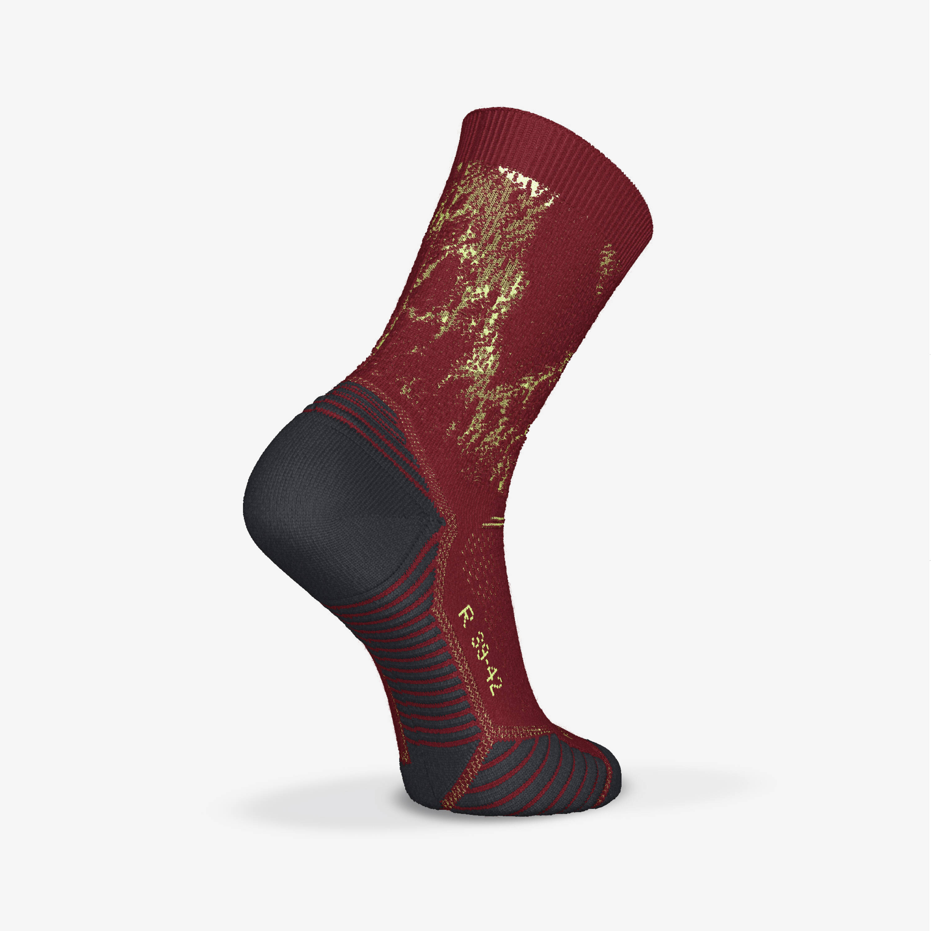 Pack of 2 Thick Mid-Calf Running Socks Run 500 - Burgundy Red -  3