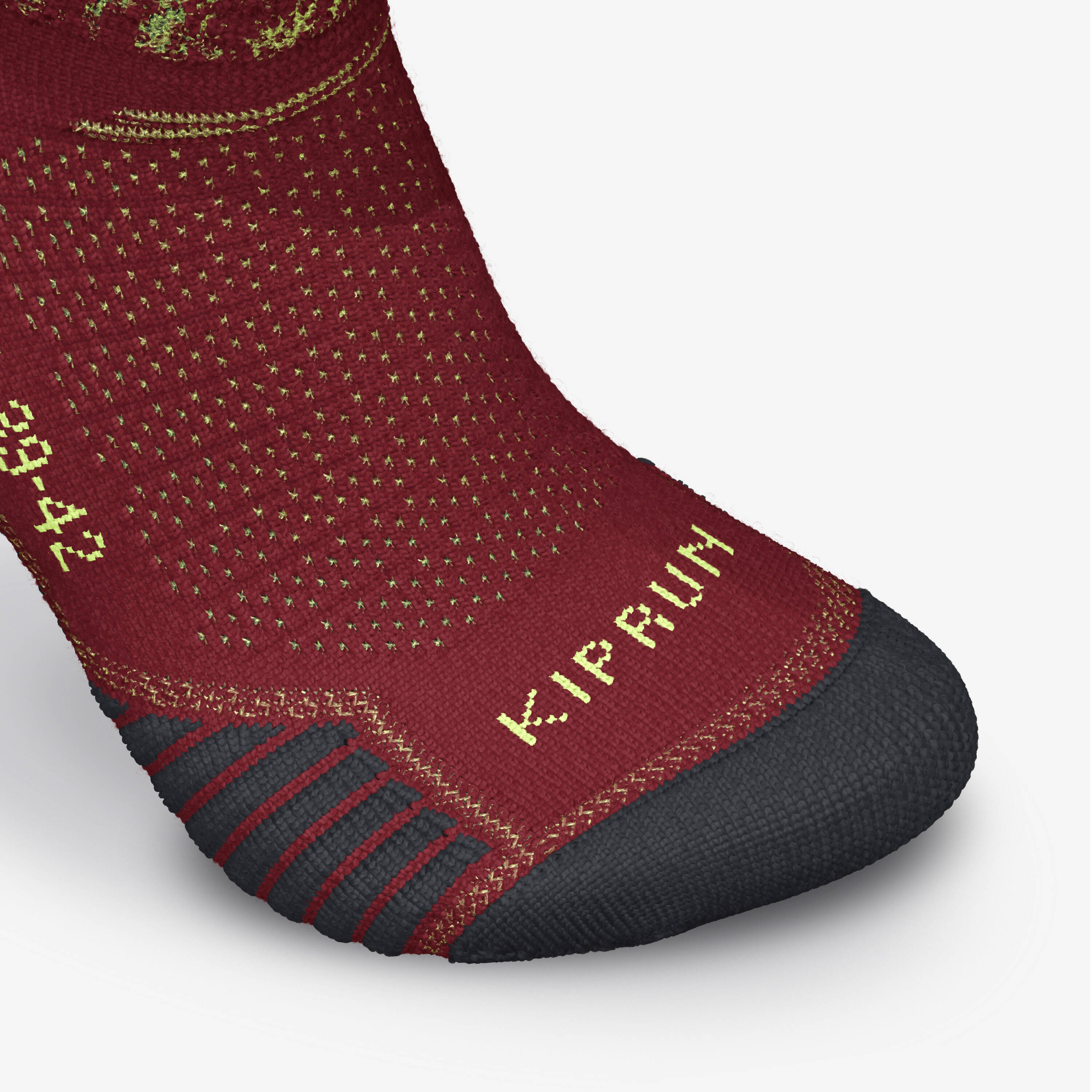 Pack of 2 Thick Mid-Calf Running Socks Run 500 - Burgundy Red -  4