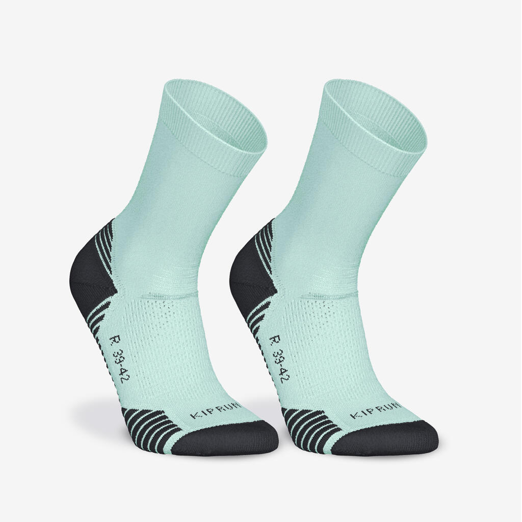 PACK OF 2 PAIRS OF RUN500 THICK MID-CALF RUNNING SOCKS