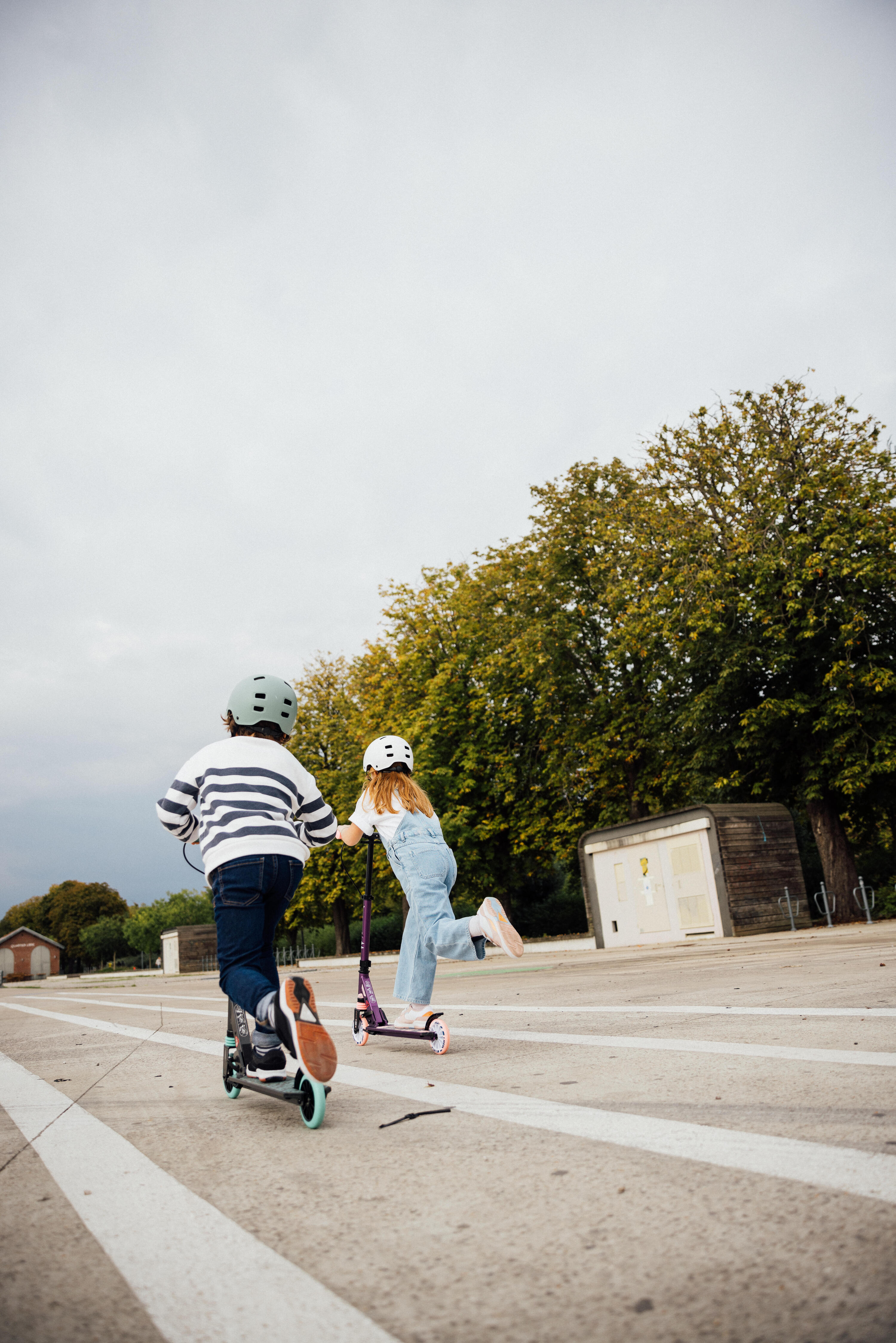 Scooter Tretroller Kinder Federung Lenkerbremse - Mid 5 grau/grün 21/22