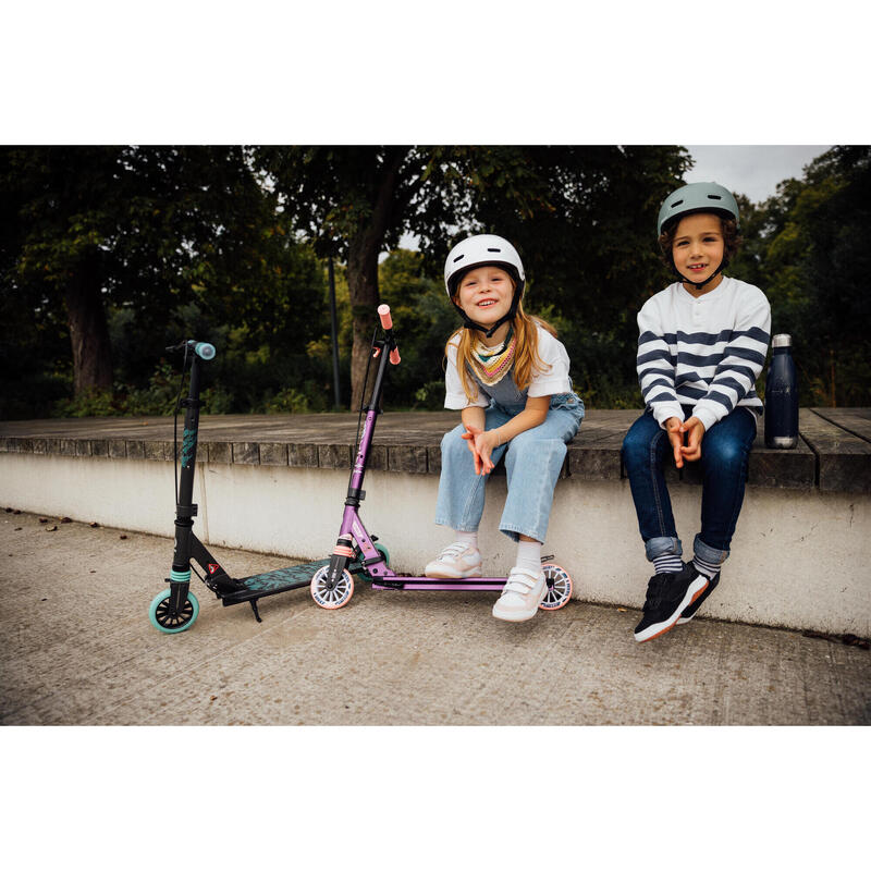 Trottinette enfant mid5 avec frein au guidon et suspension gris & vert