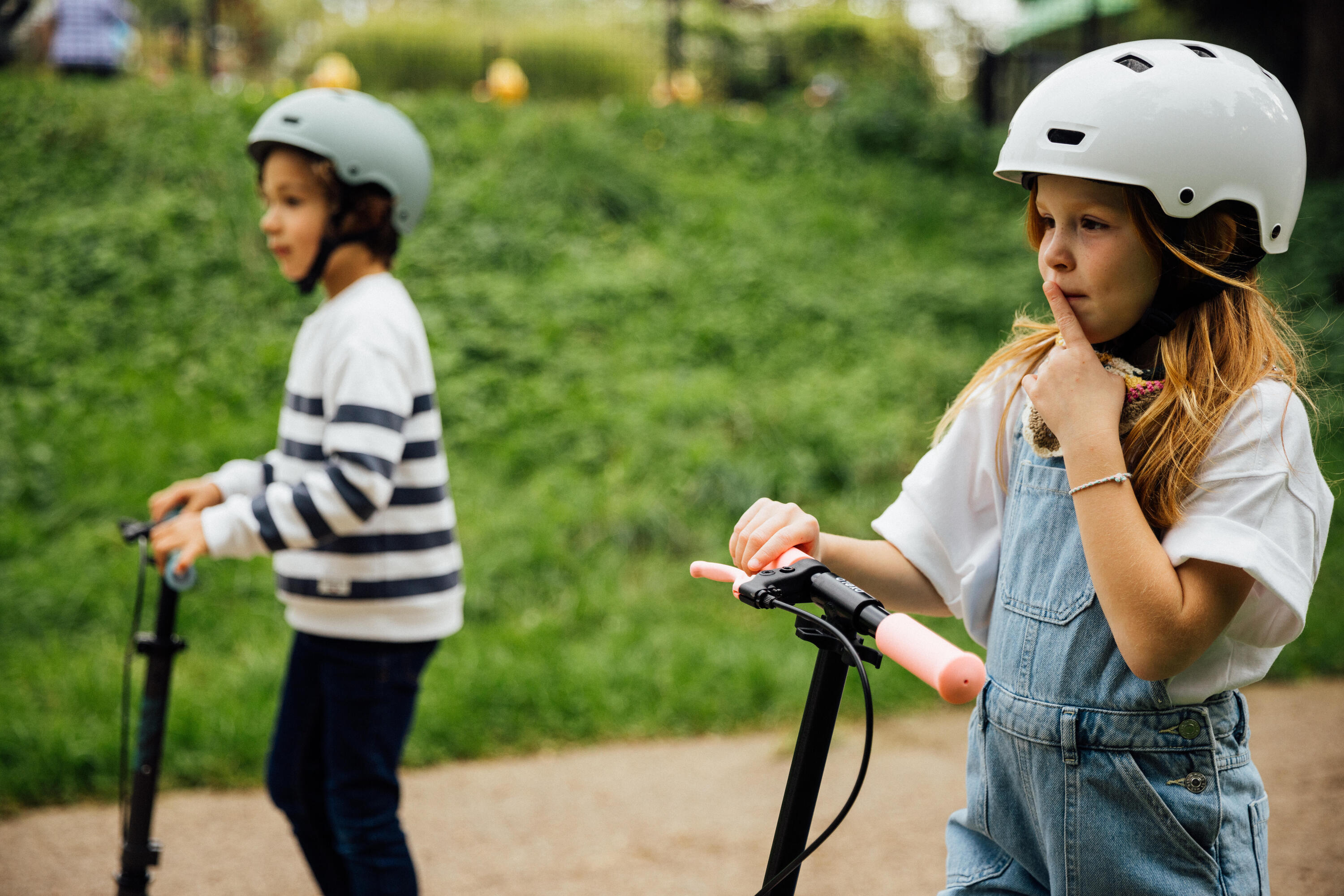 Scooter Tretroller Kinder Federung Lenkerbremse - Mid 5 grau/grün 18/22