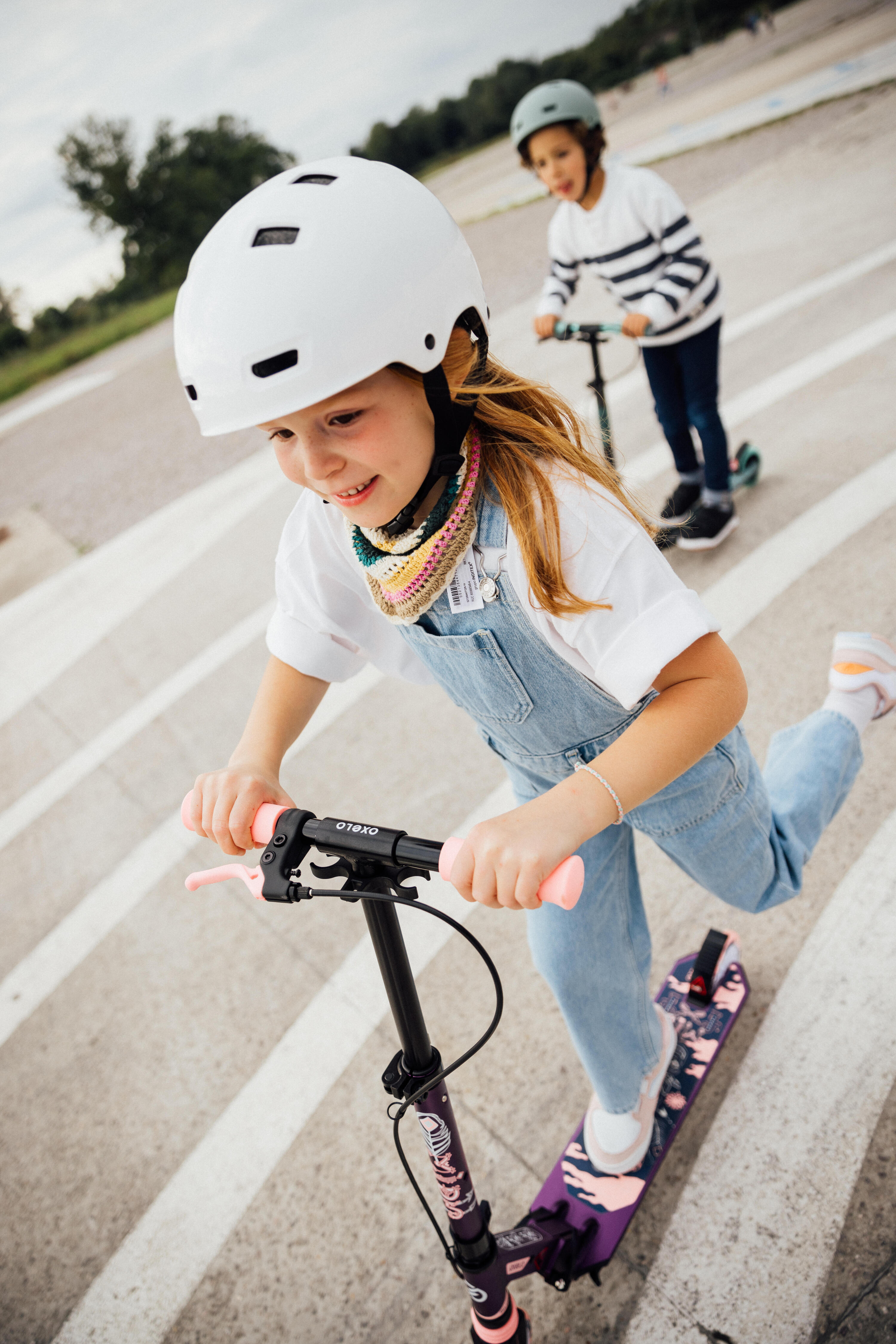 Scooter Tretroller Kinder Federung Lenkerbremse - Mid 5 grau/grün 20/22