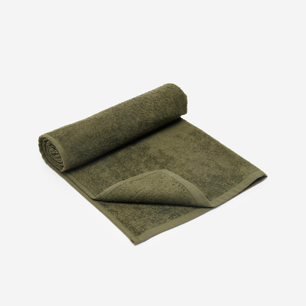 90 x 50 cm bombažna brisača za fitnes - kaki