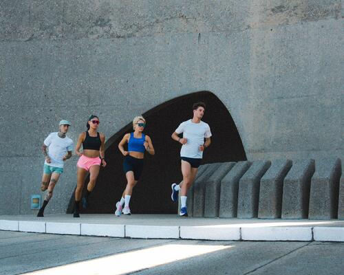 People standing with Running Shoes on