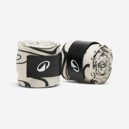 Bandes de boxe 3m résistante, blanc cassé et noir