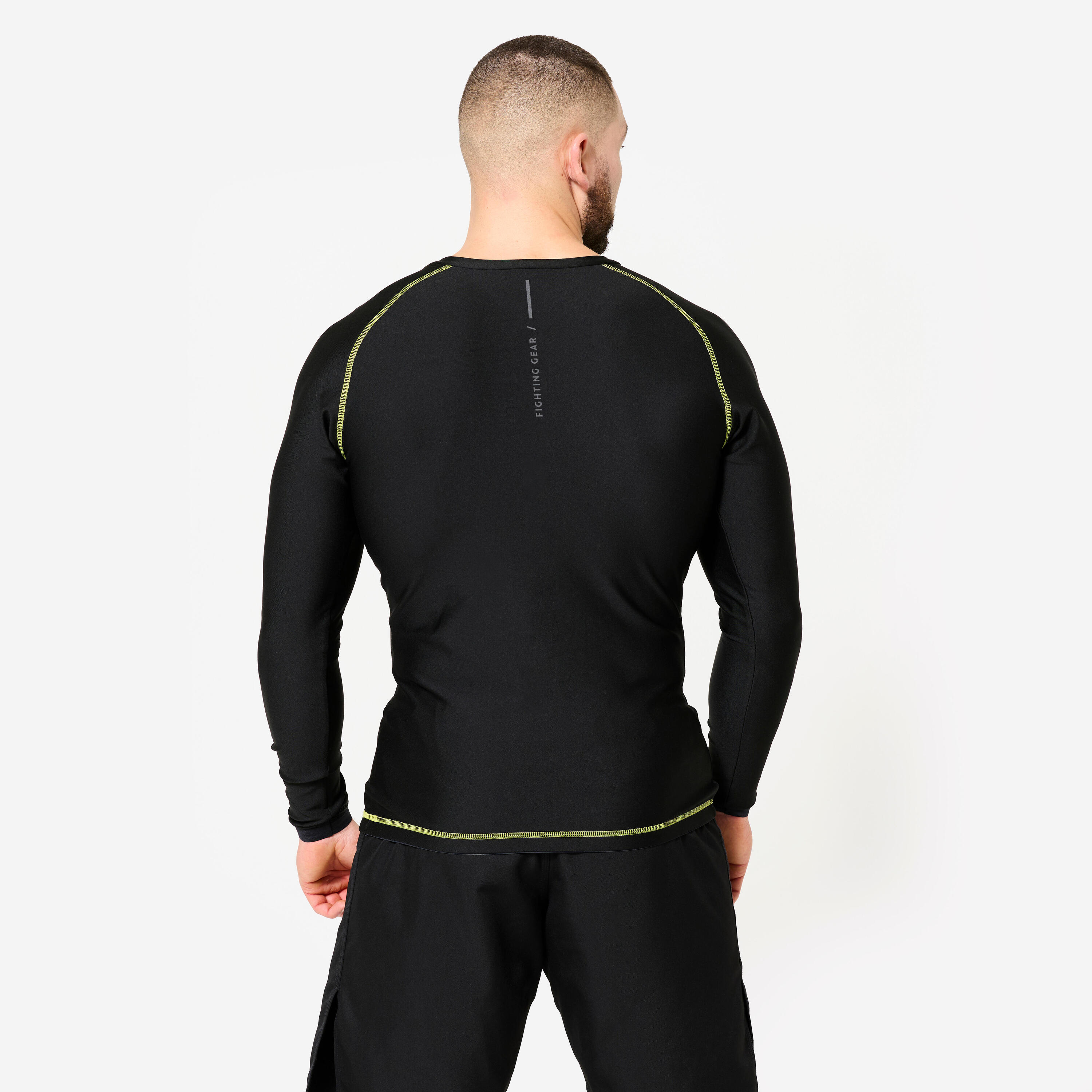 Men's MMA and Grappling Rashguard - Smoky Black/Yellow 3/5
