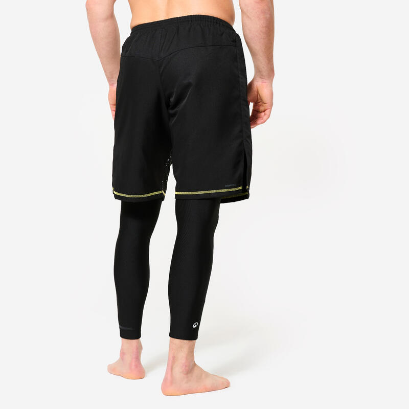 Short de MMA résistant homme, noir et jaune