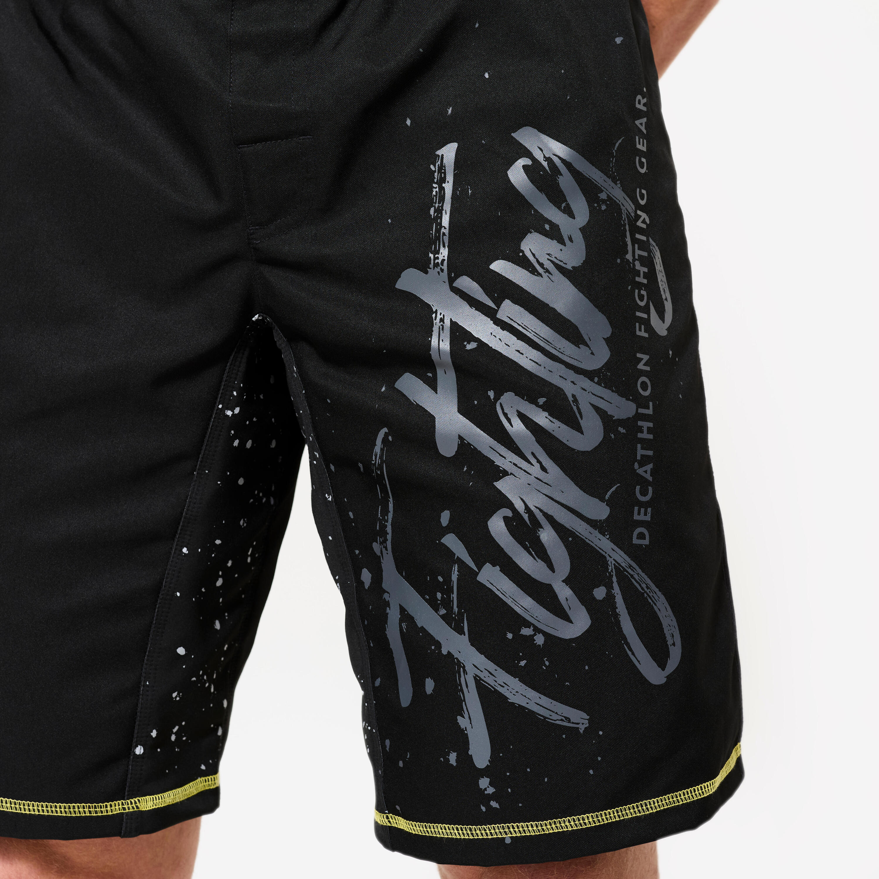 Men's Durable MMA Shorts - Black/Yellow 3/6