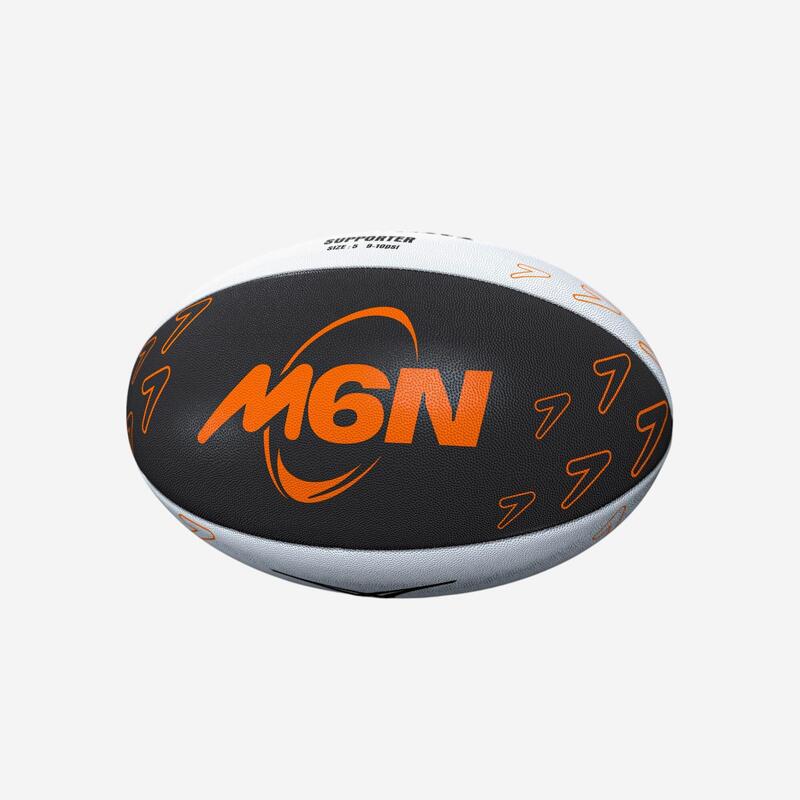 Ballon de rugby Taille 5 - Gilbert VI Nations 2025 Supporter Noir et Orange