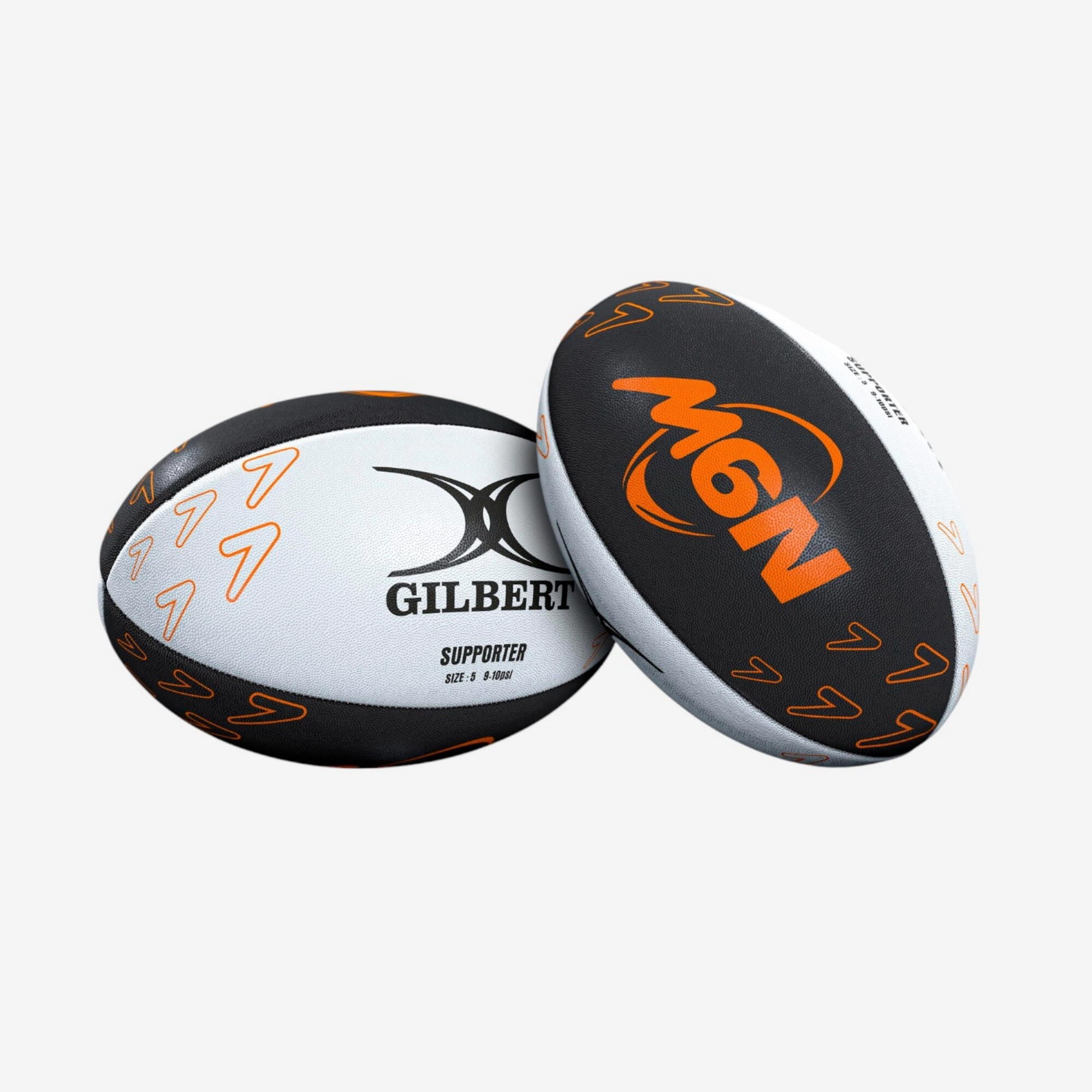 Balón de rugby Talla 5 - Gilbert VI Nations 2025 Aficionados Negro y Naranja 3/3