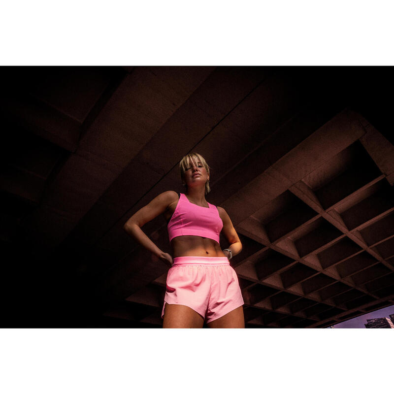Maiou de alergare Crop top KIPRUN 900 Roz Méline ROLLIN Damă
