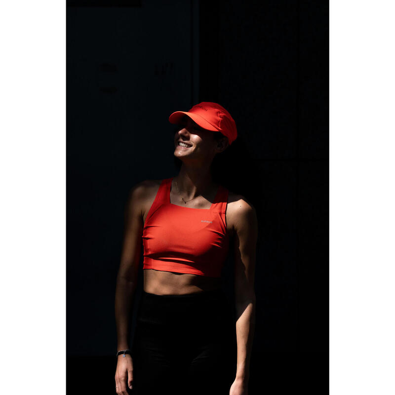 Débardeur de Running Crop top léger Femme - KIPRUN 900 Light rouge Méline ROLLIN