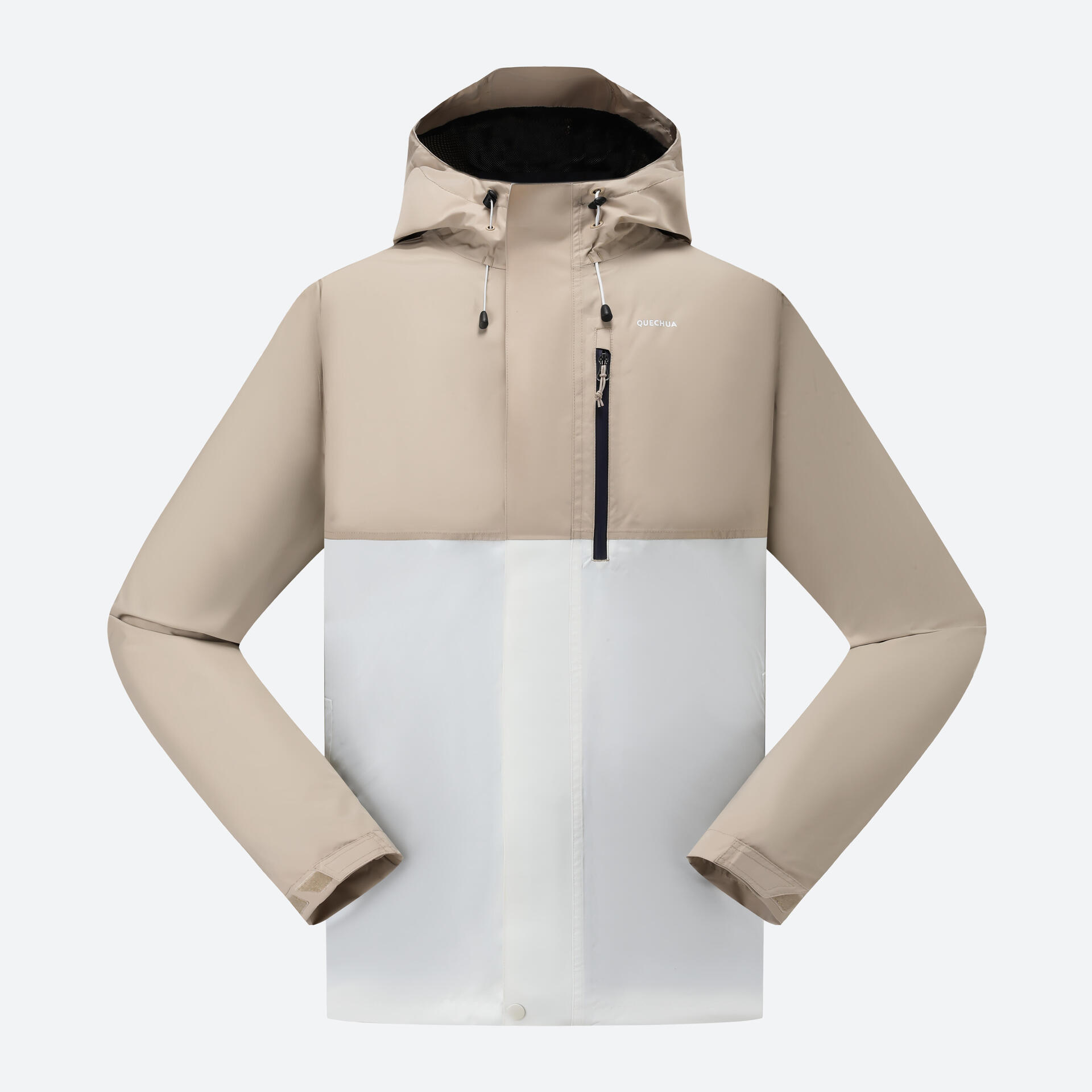 Men's Waterproof Nature Hiking Jacket - NH500 CLASSIC - Beige / White