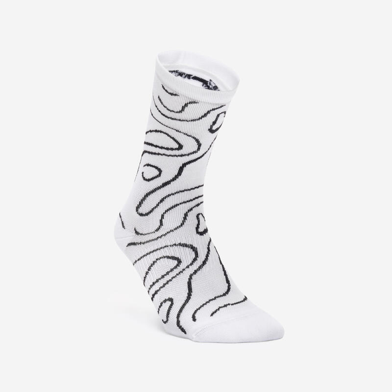 Chaussettes hautes de fitness x2, blanches et roses