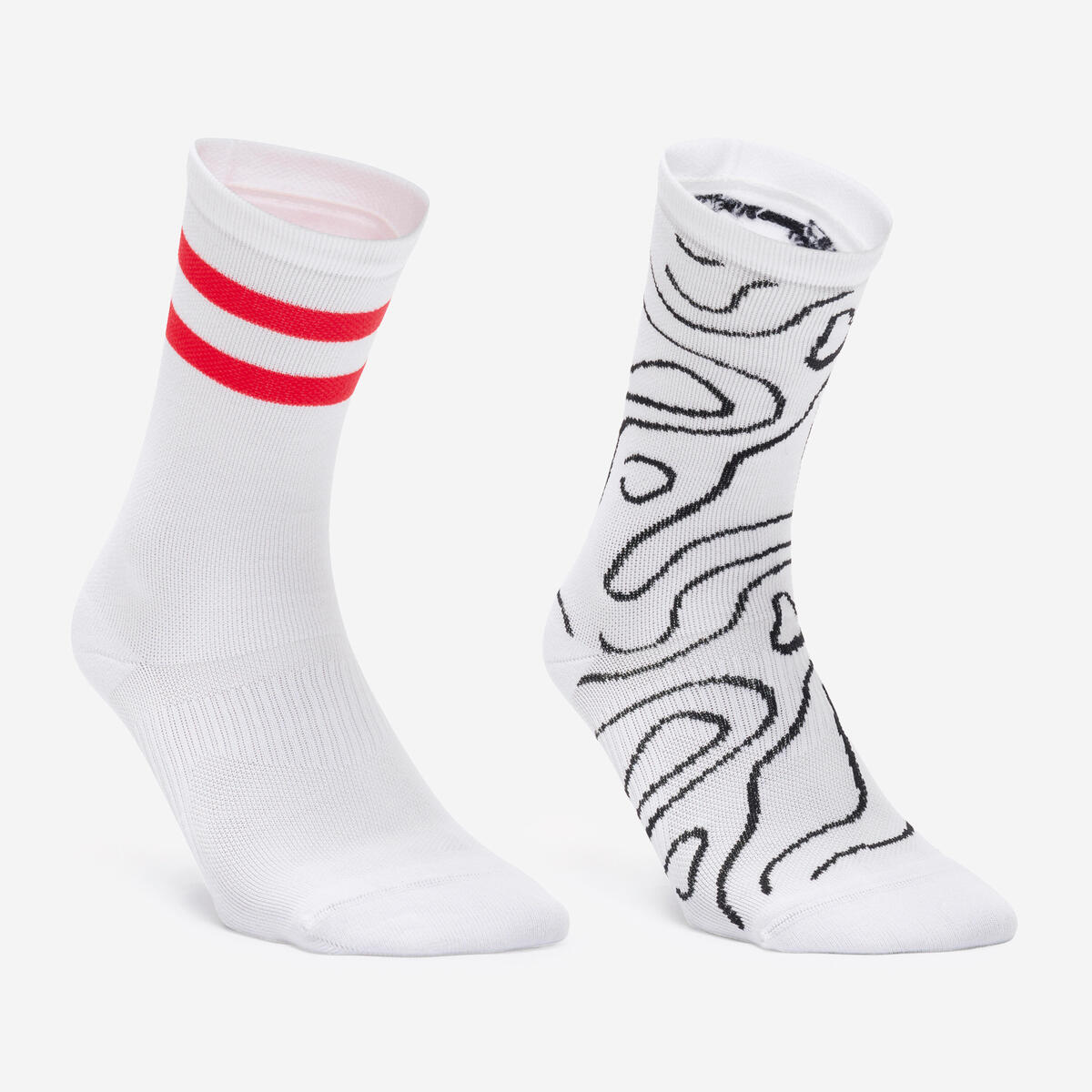 Chaussettes hautes de fitness x2, blanches et roses