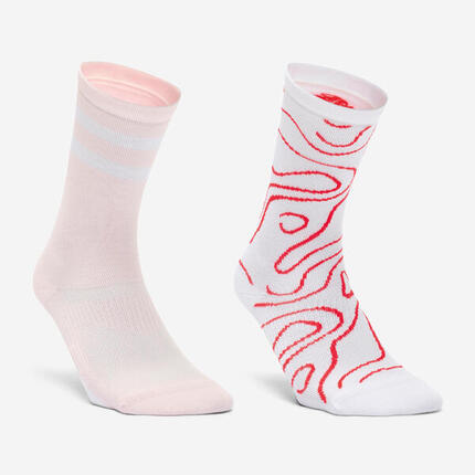 Chaussettes mi-hautes de fitness x2, noir et marron
