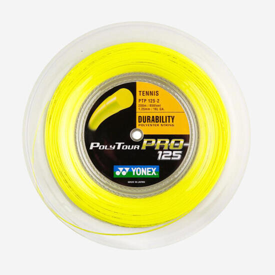 Bobine de cordage de tennis monofilament , Yonex polytour pro 1,25mm jaune 200m